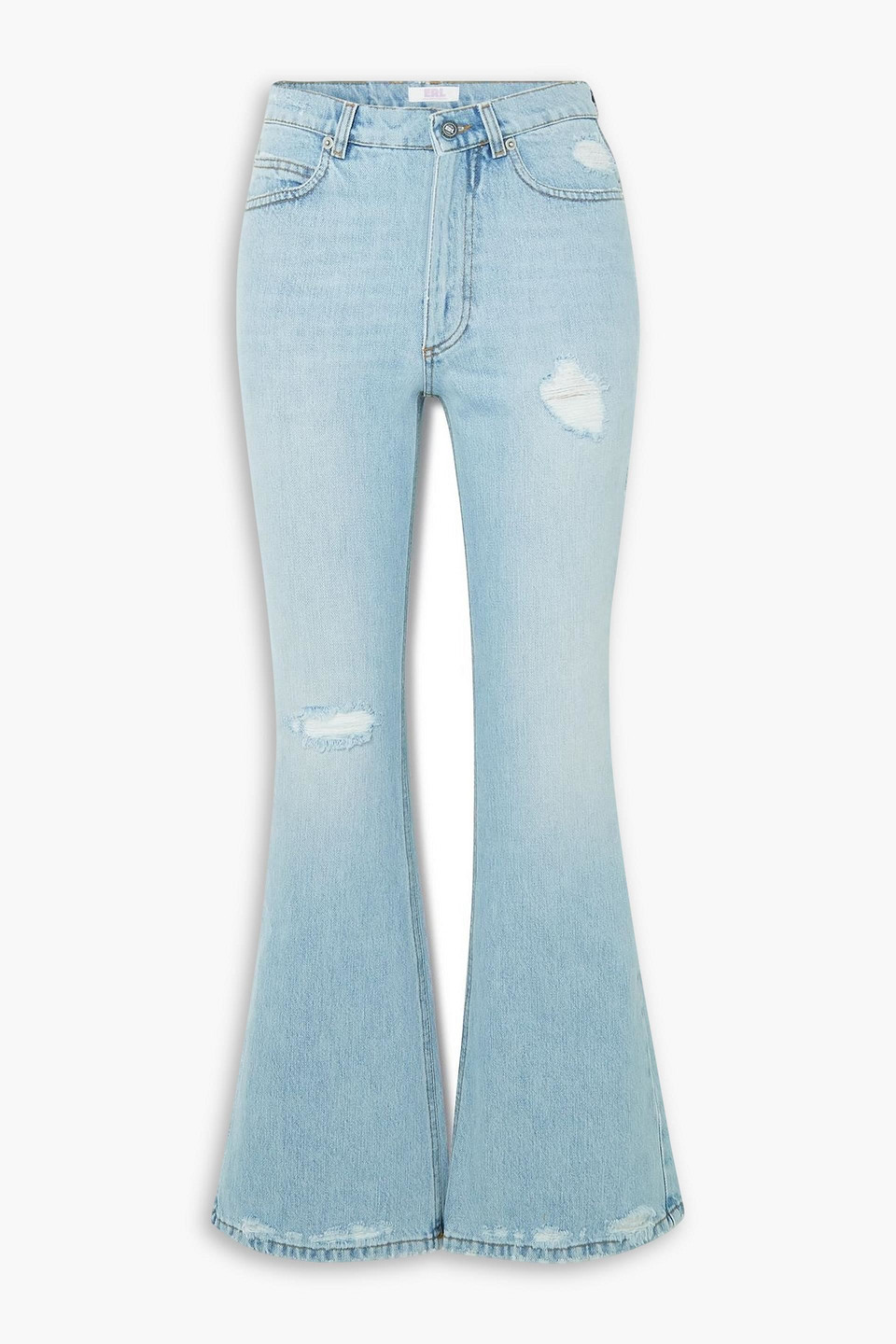 Erl Distressed High-rise Flared Jeans In Blue