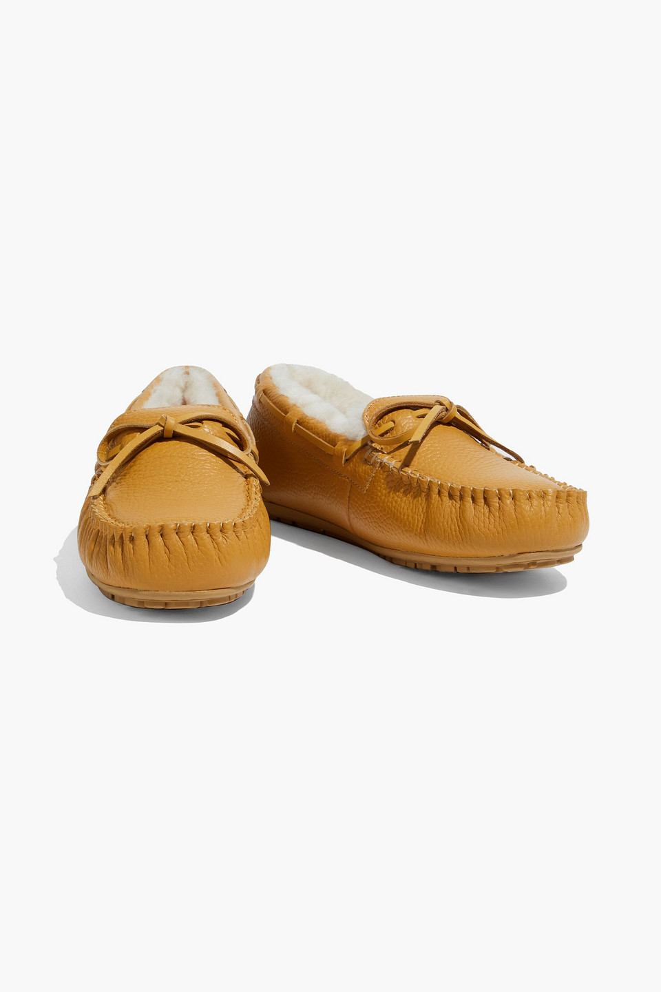 Australia Luxe Collective Shearling-lined Pebbled-leather Slippers In Mustard