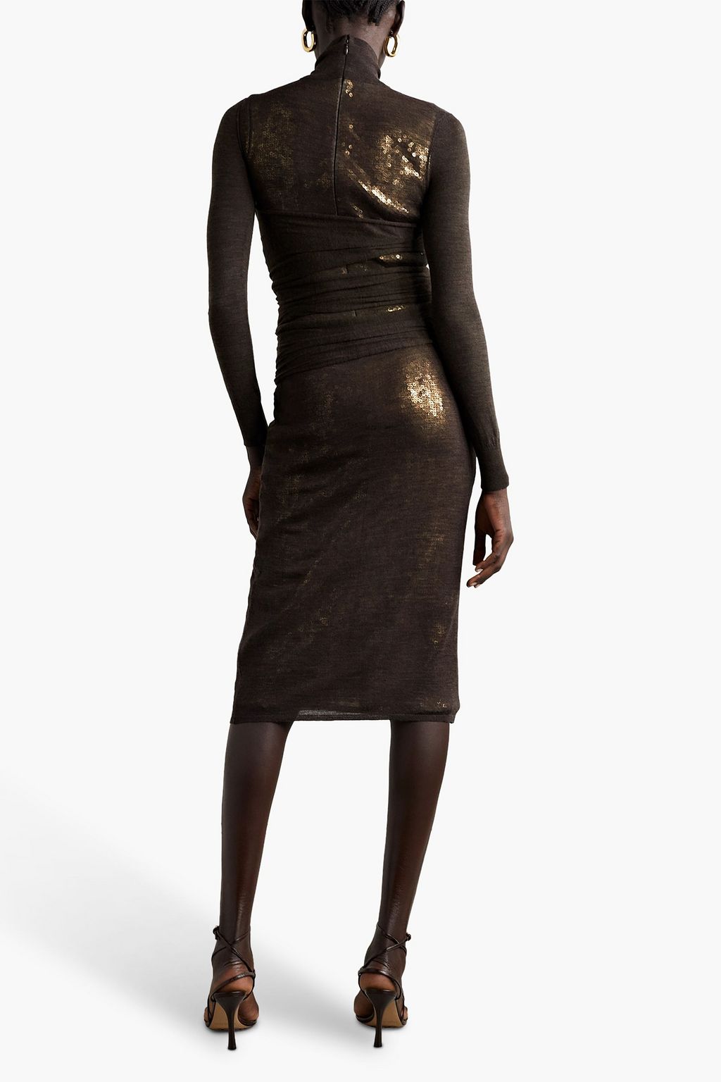 VICTORIA BECKHAM Layered sequined tulle and wool turtleneck dress