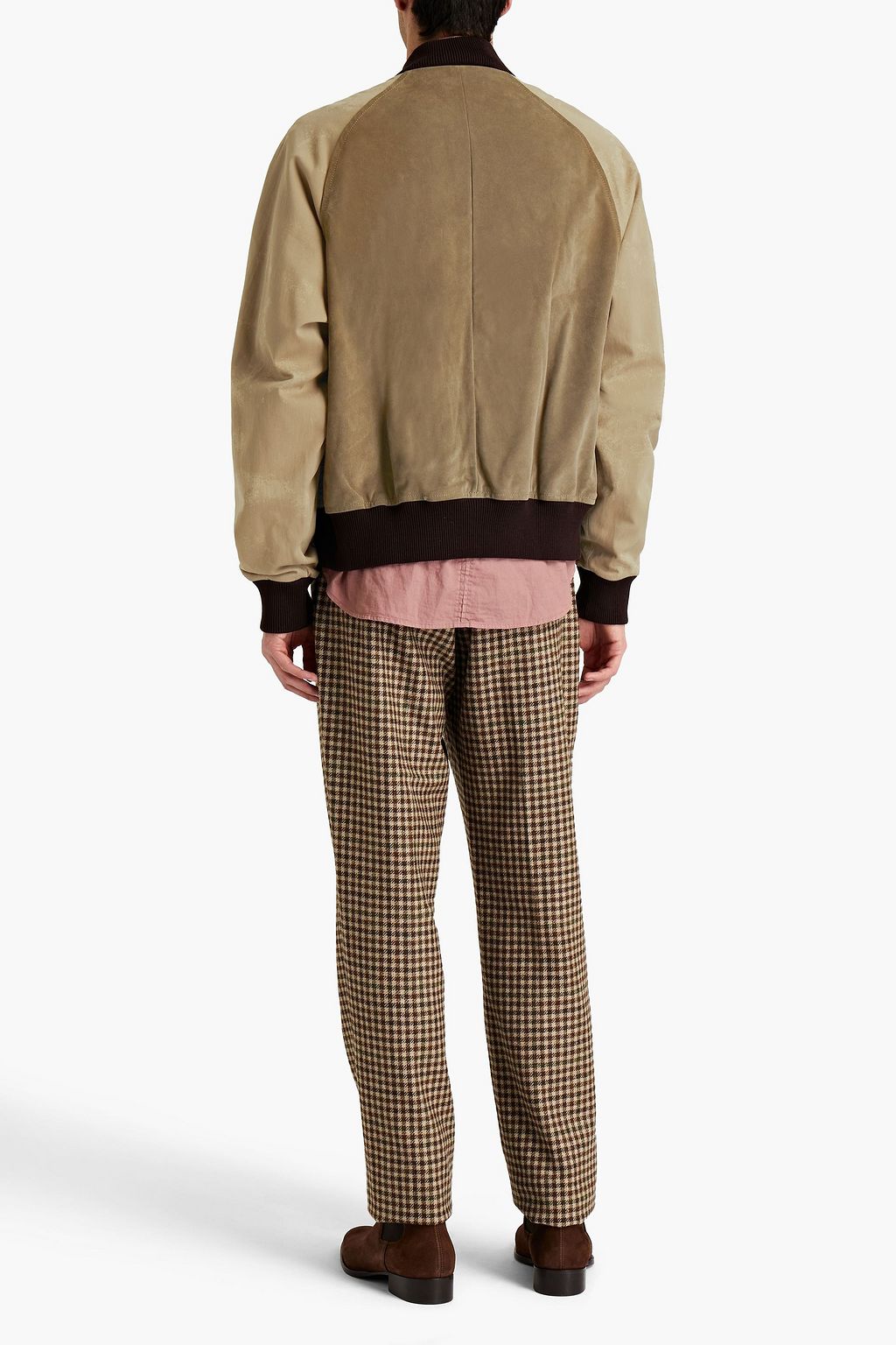 ACNE STUDIOS Cotton twill-paneled suede bomber jacket