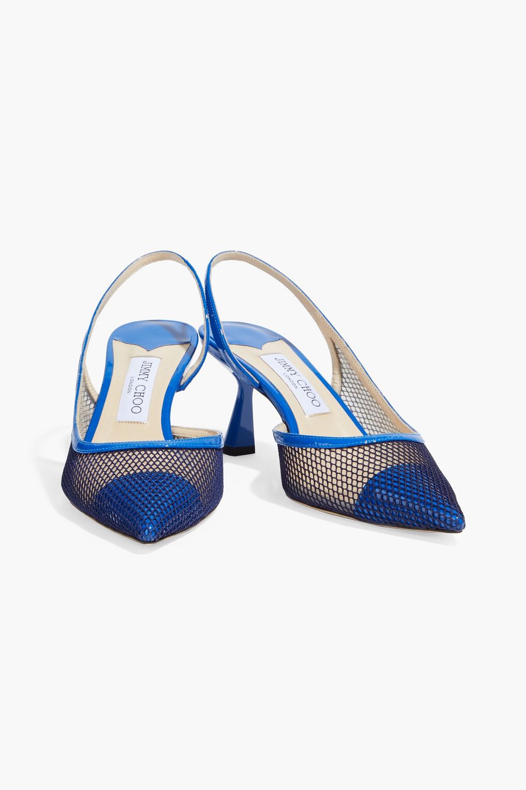 JIMMY CHOO Fetto 65 patent-leather and mesh slingback pumps