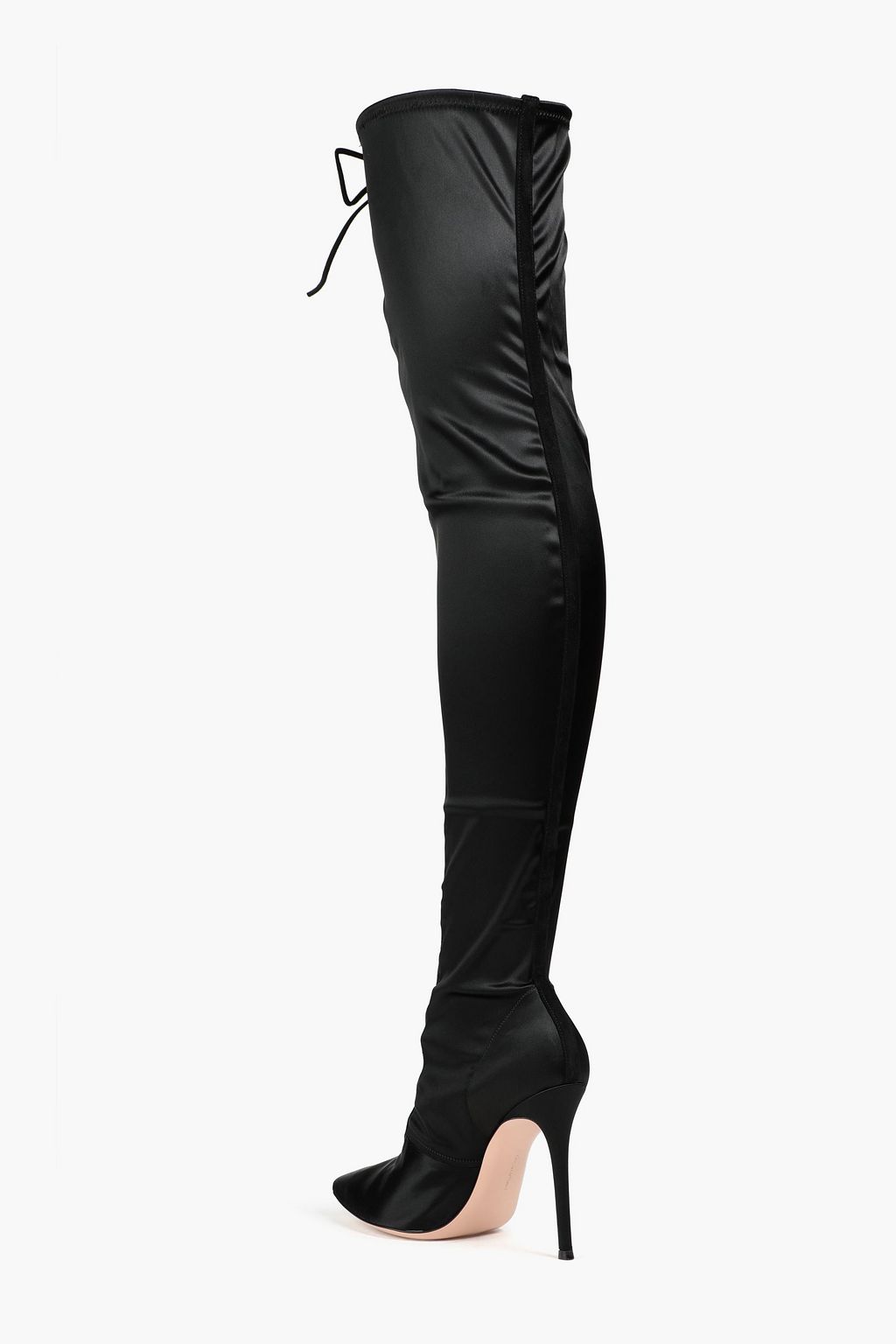 GIANVITO ROSSI Amanda 스트레치 새틴 싸이하이 부츠