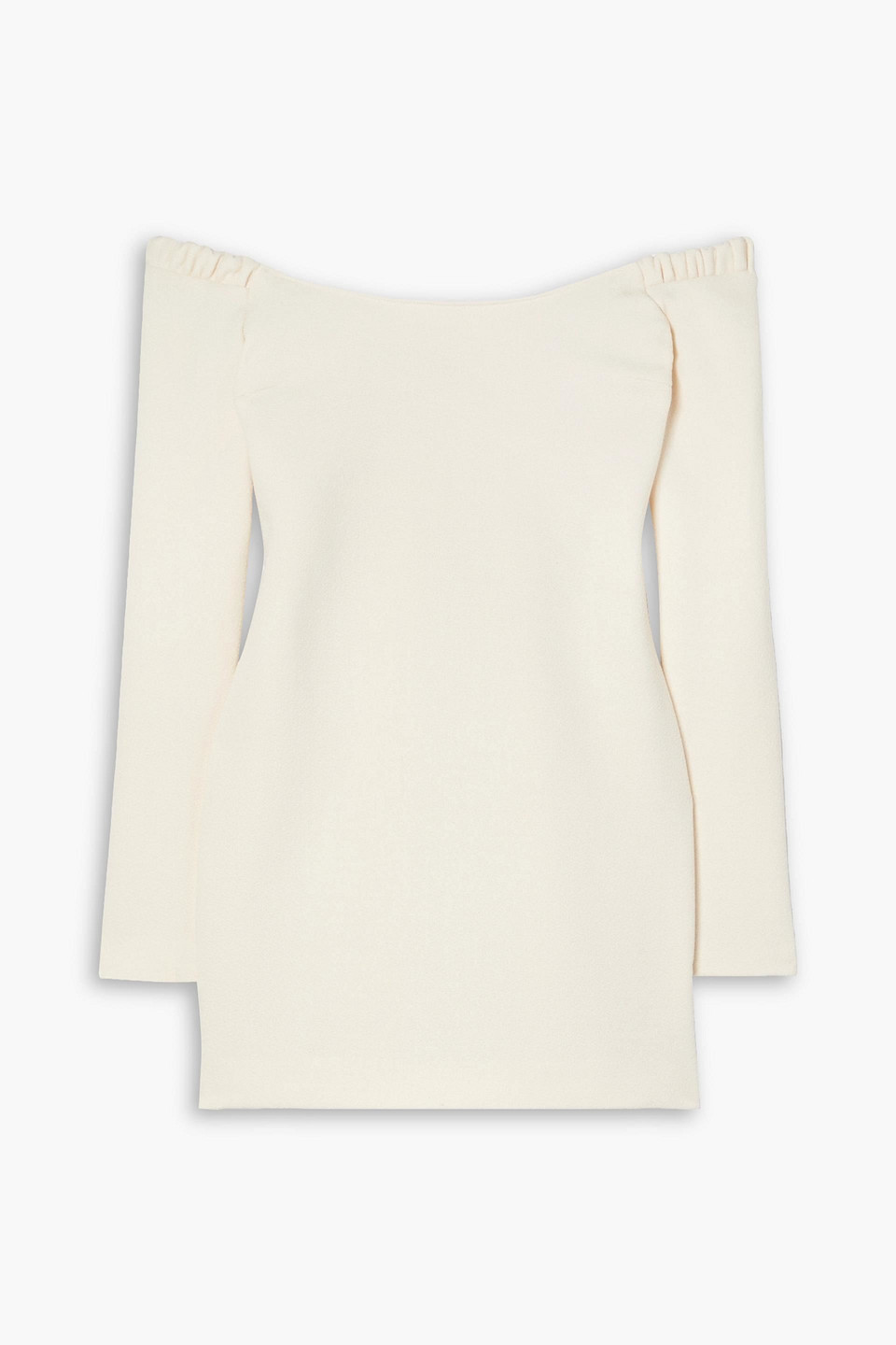 Khaite Octavia Off-the-shoulder Wool-crepe Mini Dress In Ecru