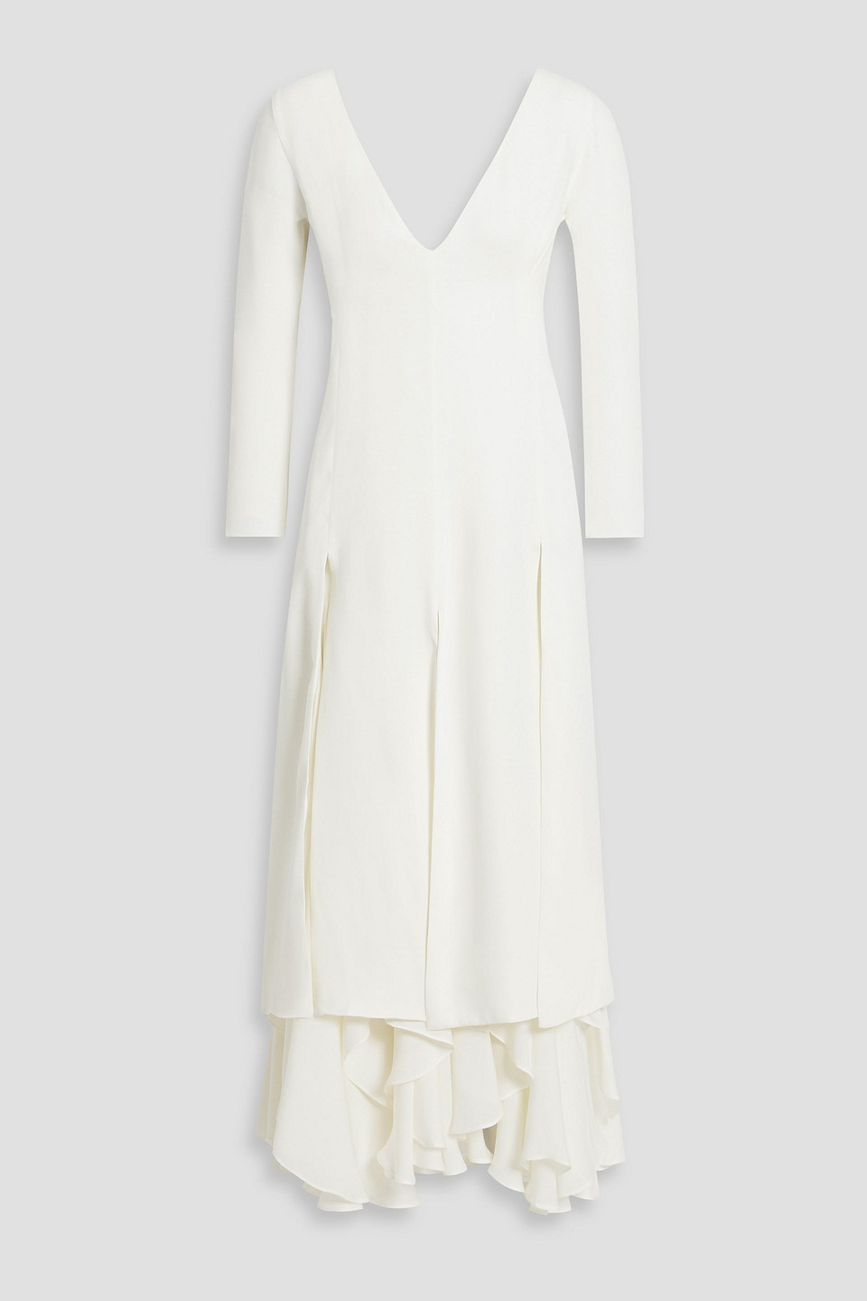 Khaite Rova Layered Silk-crepe And Chiffon Maxi Dress In Ivory