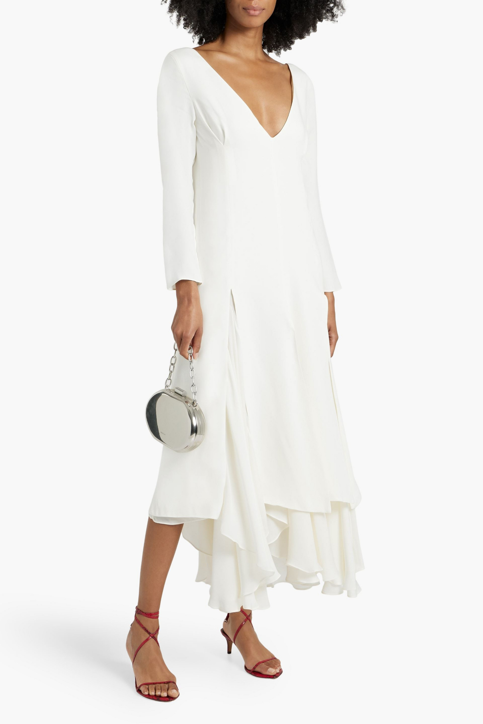 KHAITE Rova layered silk-crepe and chiffon maxi dress