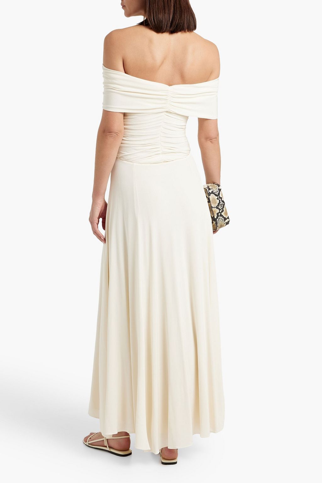 KHAITE Punzel off-the-shoulder pleated jersey maxi dress