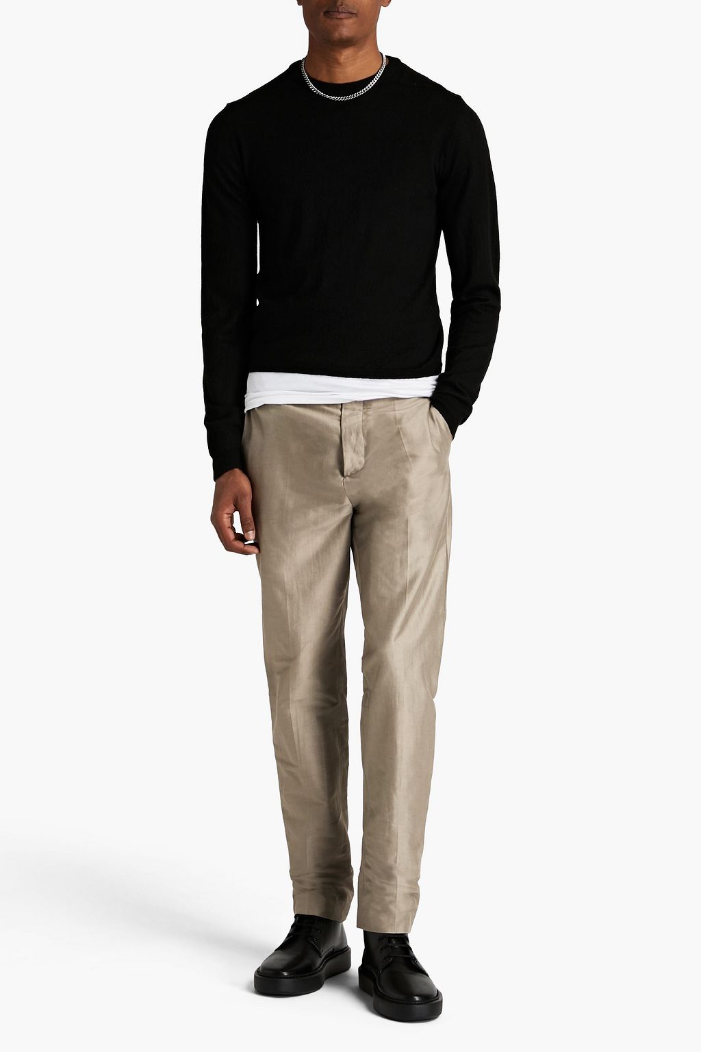 RICK OWENS Cotton and silk-blend suit pants