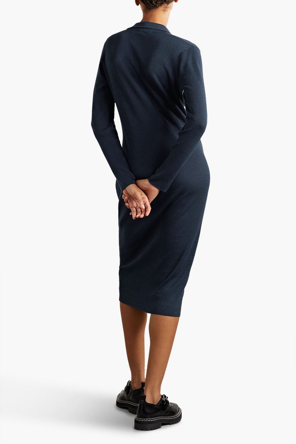 JAMES PERSE Midikleid aus einer gerippten Leinenmischung