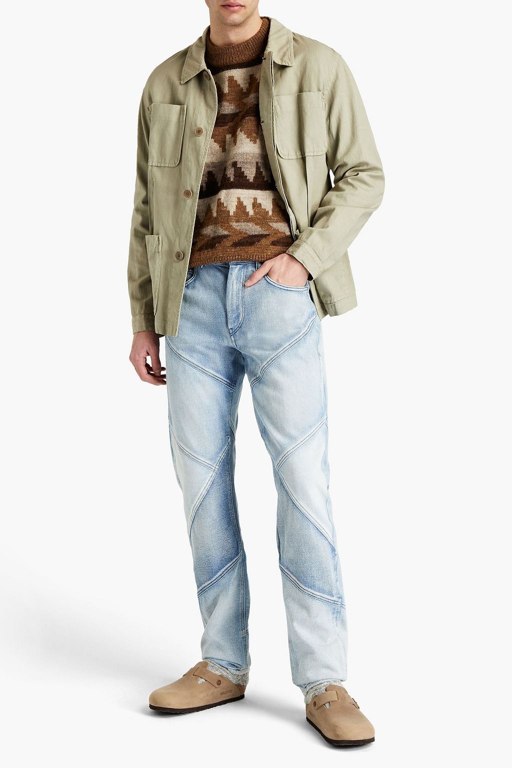 ISABEL MARANT Slim-fit paneled denim jeans
