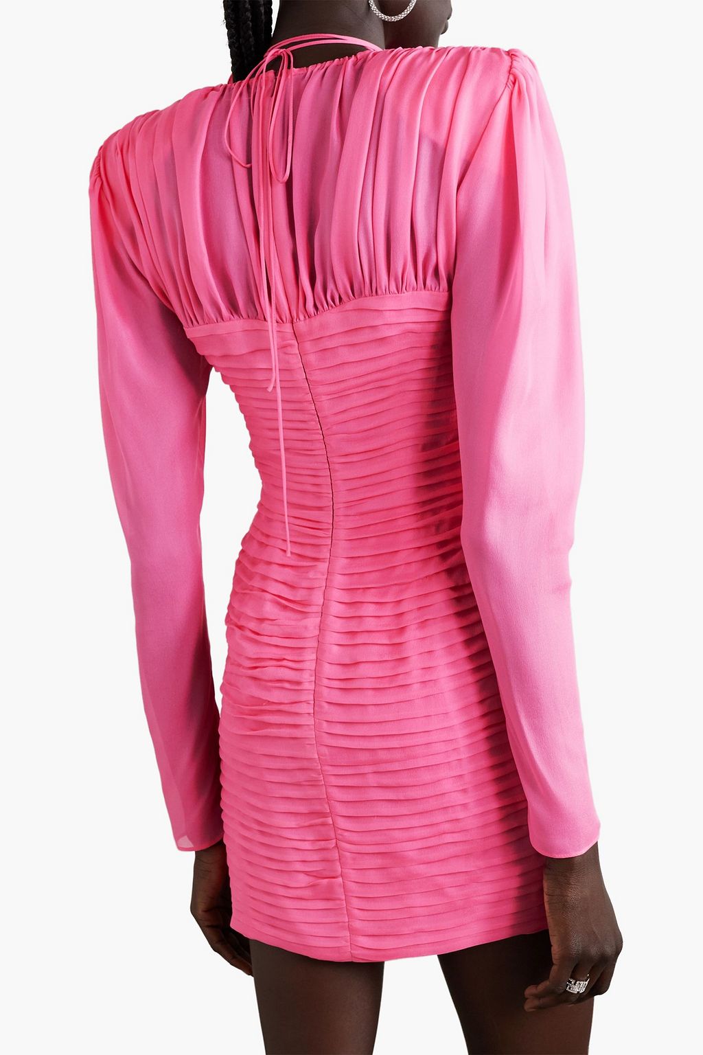 MAGDA BUTRYM Floral-appliquéd pintucked silk-organza mini dress