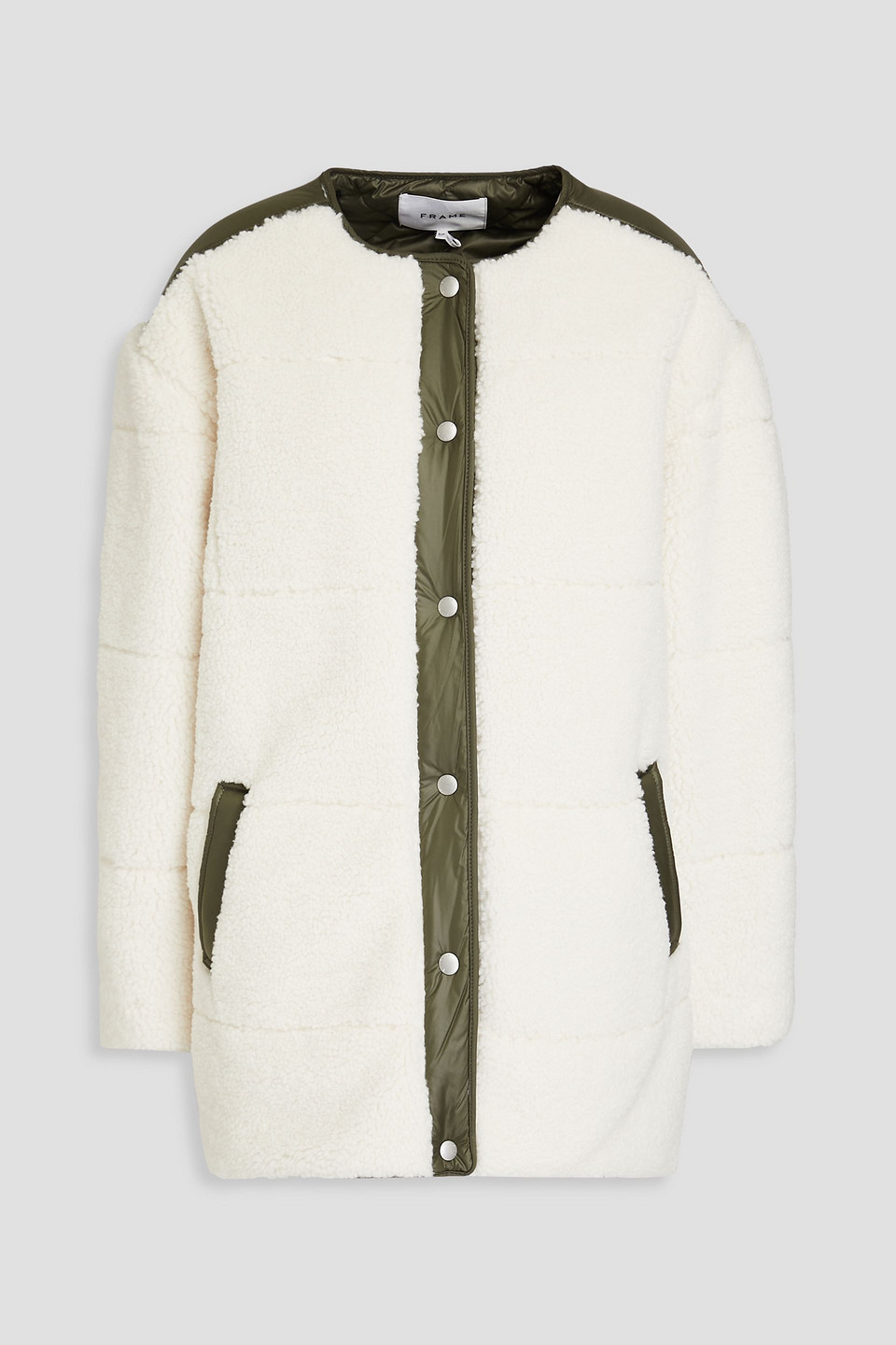Frame Shell-paneled Shearling Jacket In Ivory