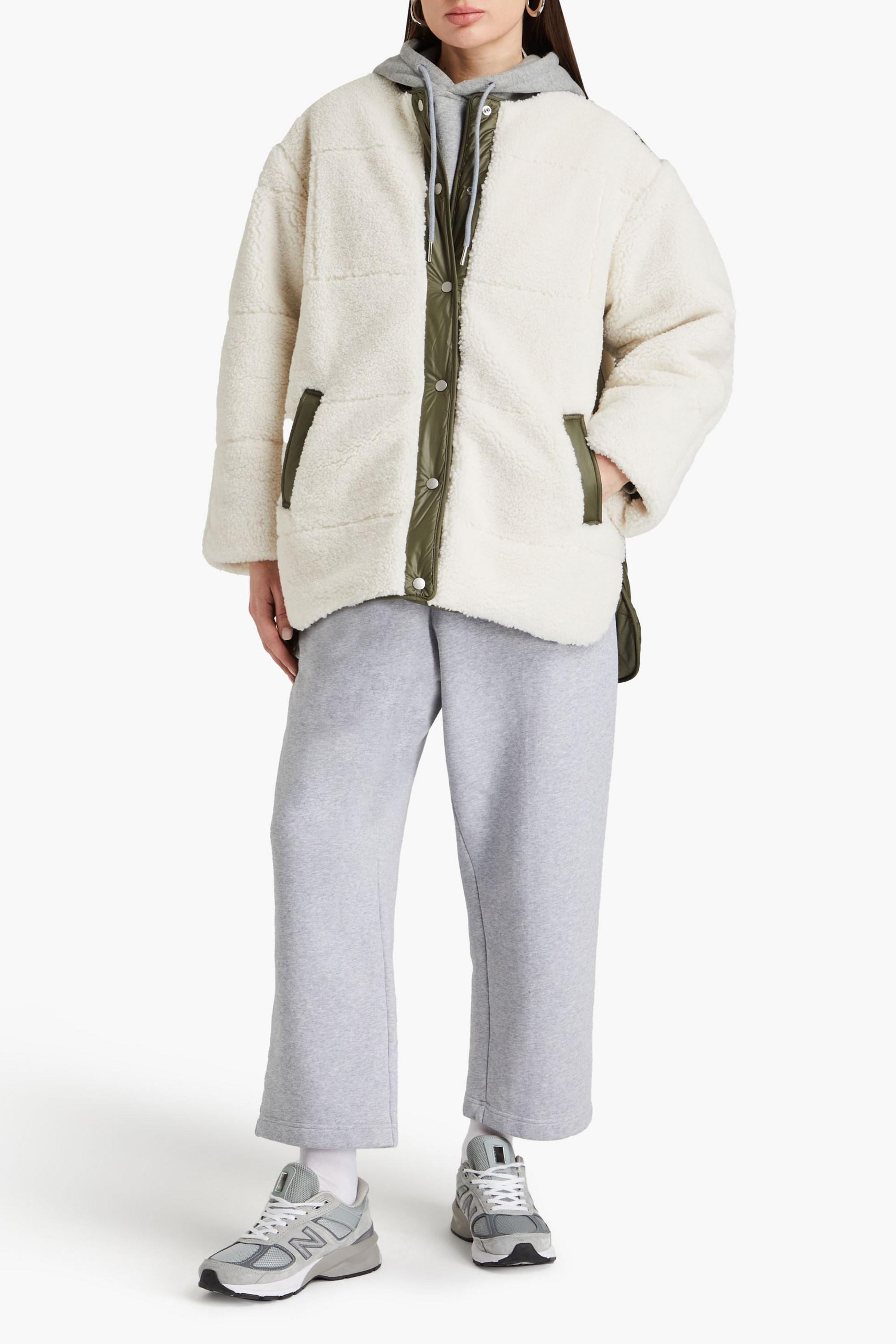 FRAME Shell-paneled teddy fleece jacket