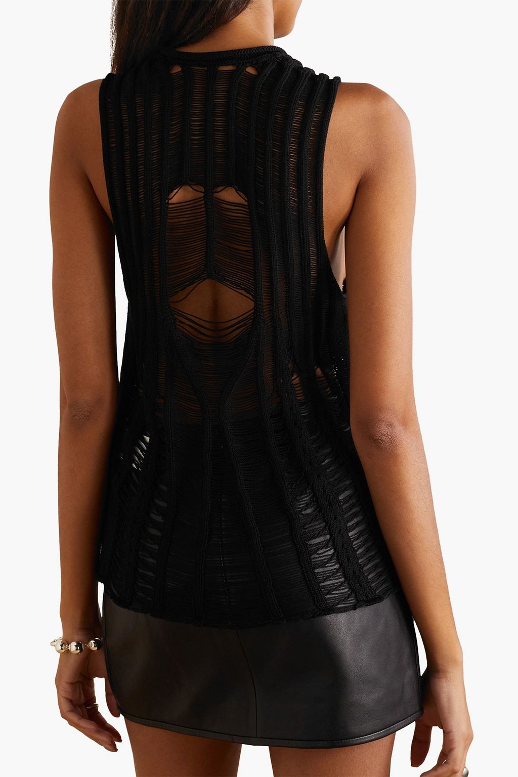 DION LEE Helix distressed cotton tank