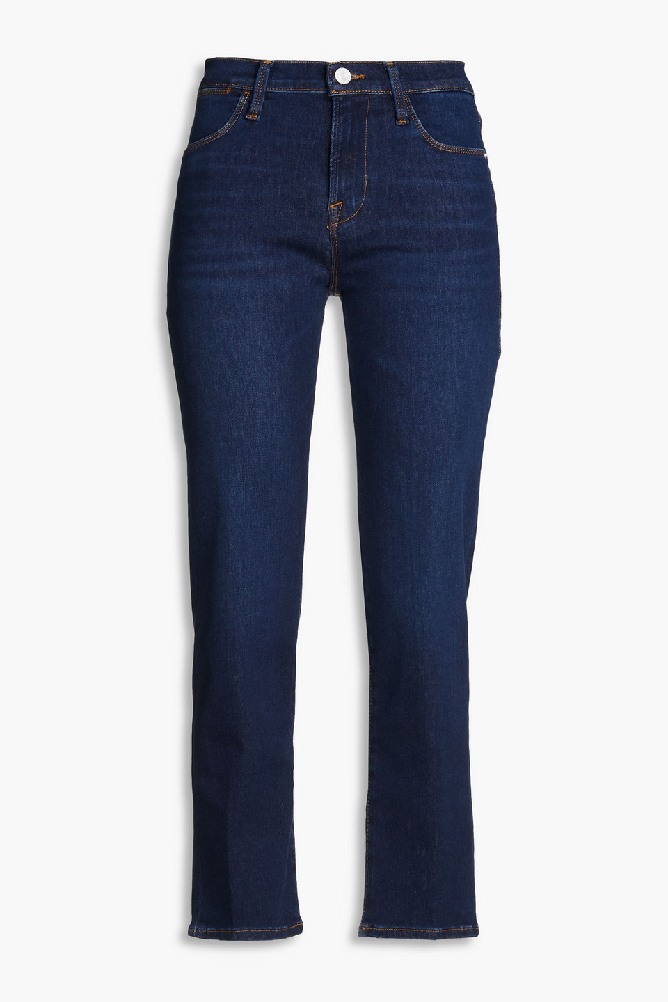 Frame Le High Hoch Sitzende Cropped Jeans Mit Geradem Bein In Dark Denim