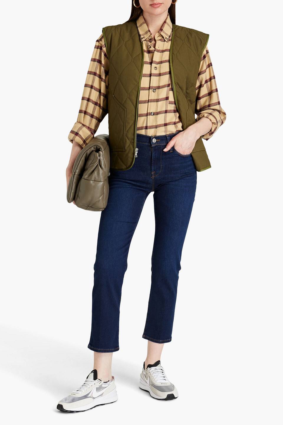 Frame Le High Hoch Sitzende Cropped Jeans Mit Geradem Bein In Dark Denim