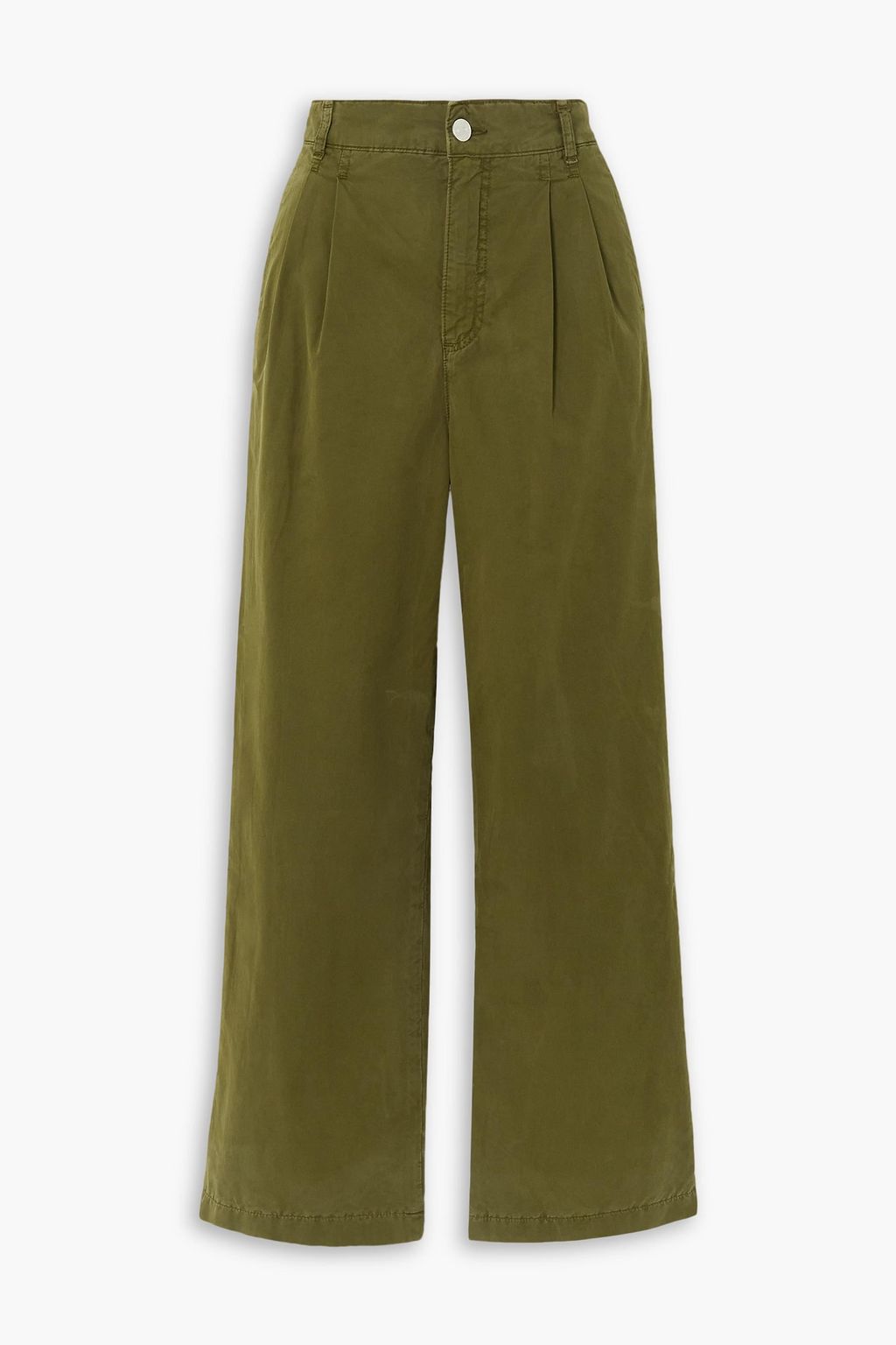 FRAME Pleated cotton-twill wide-leg pants