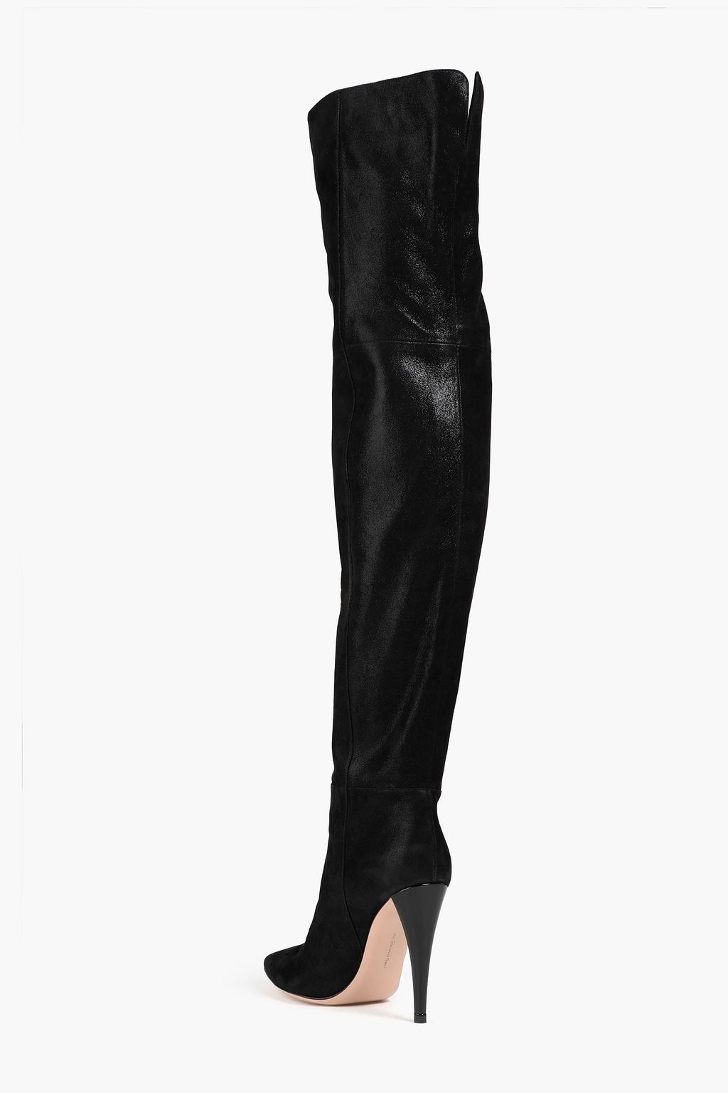 GIANVITO ROSSI Overknees aus Veloursleder in Metallic-Optik