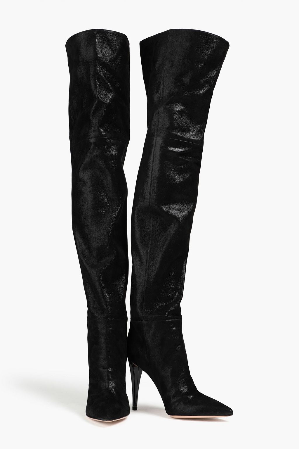 GIANVITO ROSSI Overknees aus Veloursleder in Metallic-Optik