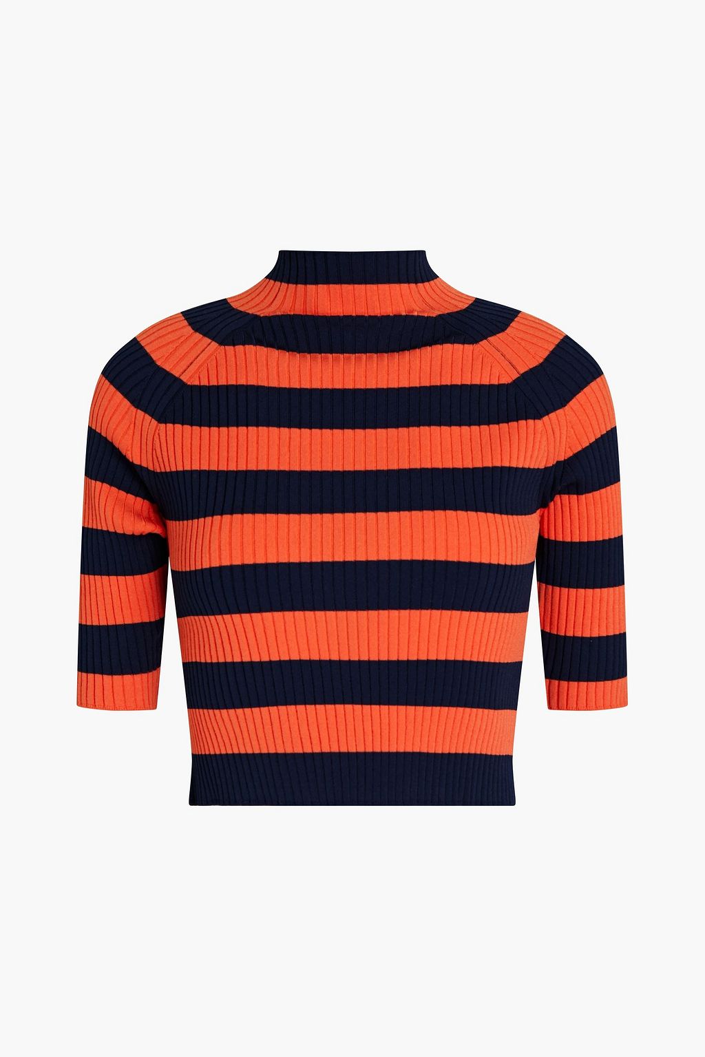 Orange Cropped striped ribbed jersey 