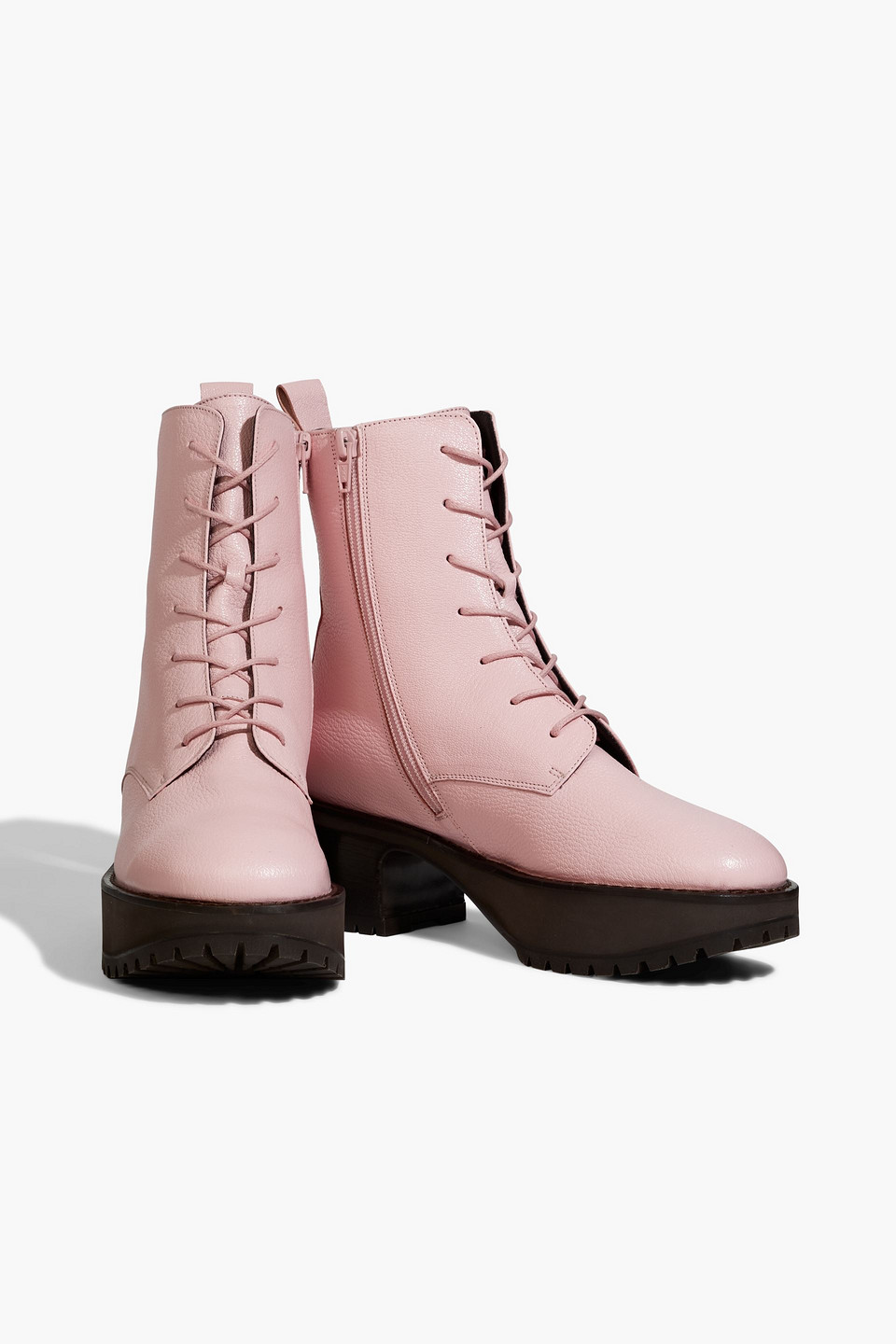 By Far Cobain Pebbled-leather Platform Ankle Boots In Baby Pink
