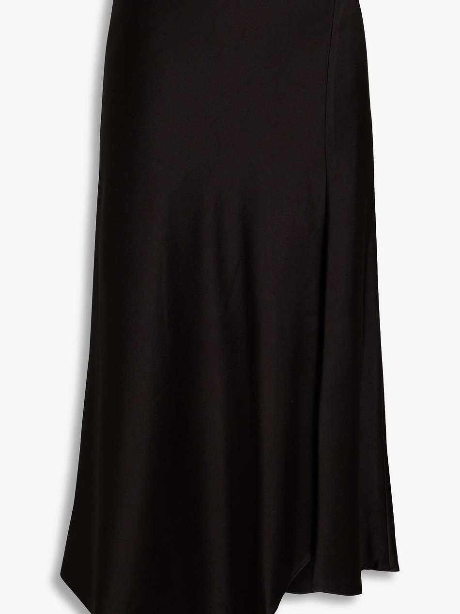 harmony asymmetric satin-crepe midi skirt