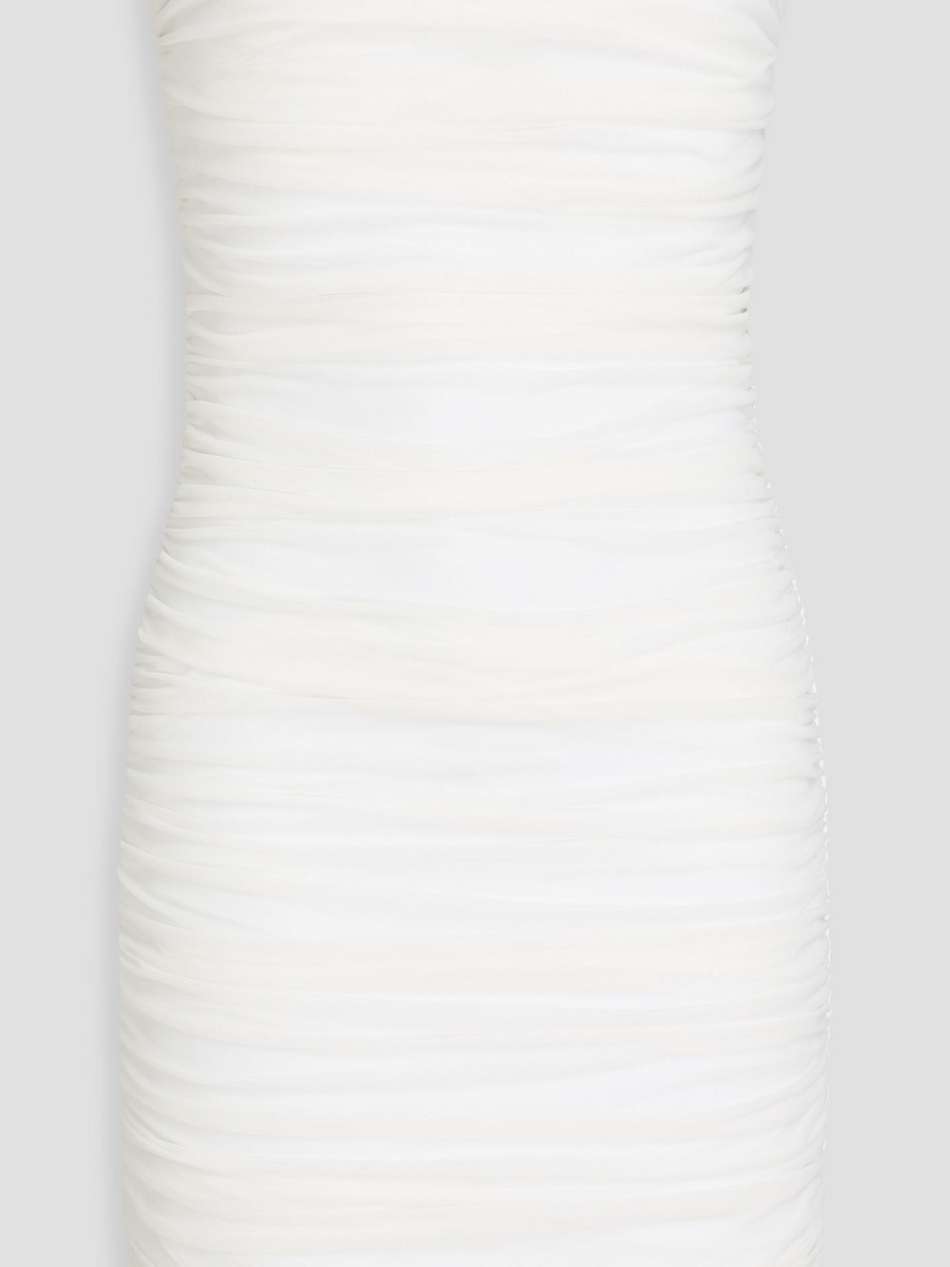 cruz strapless ruched stretch-mesh mini dress