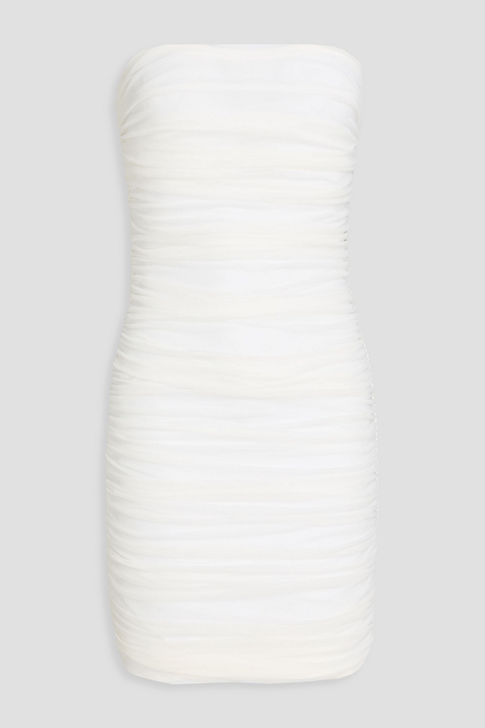 Cruz strapless ruched stretch-mesh mini dress