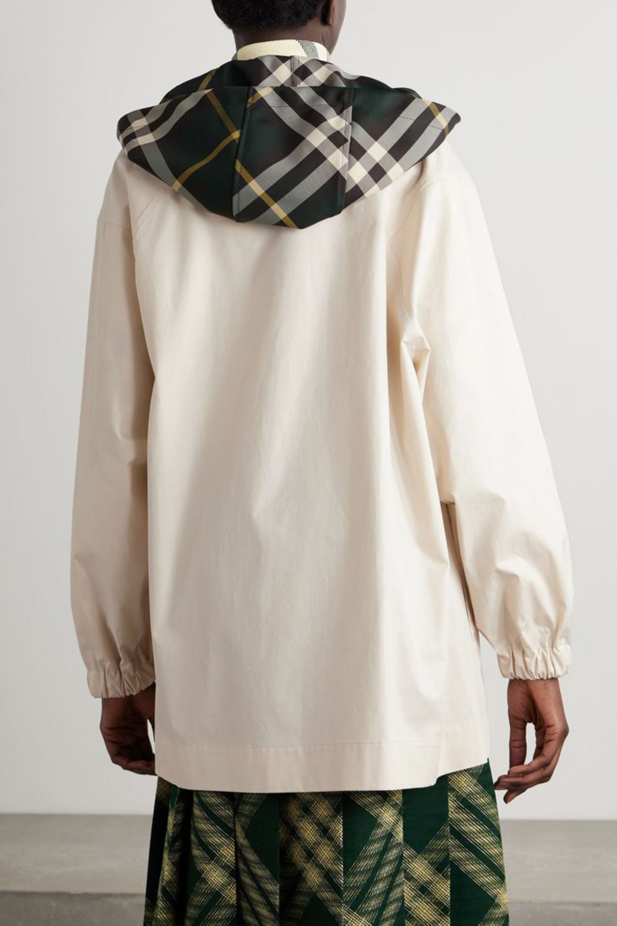 Burberry Checked twill-trimmed coated-cotton gabardine jacket