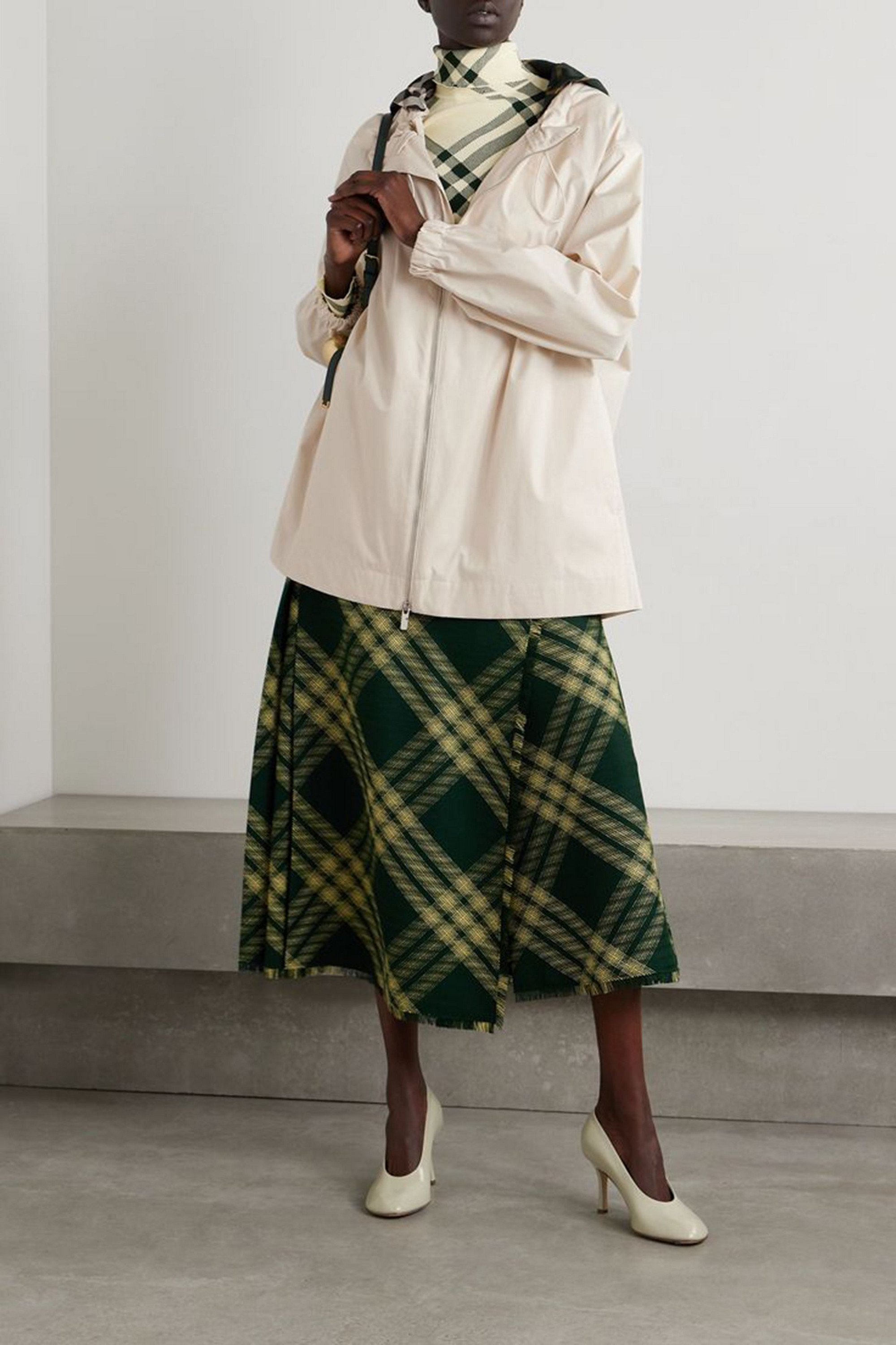 Burberry Checked twill-trimmed coated-cotton gabardine jacket