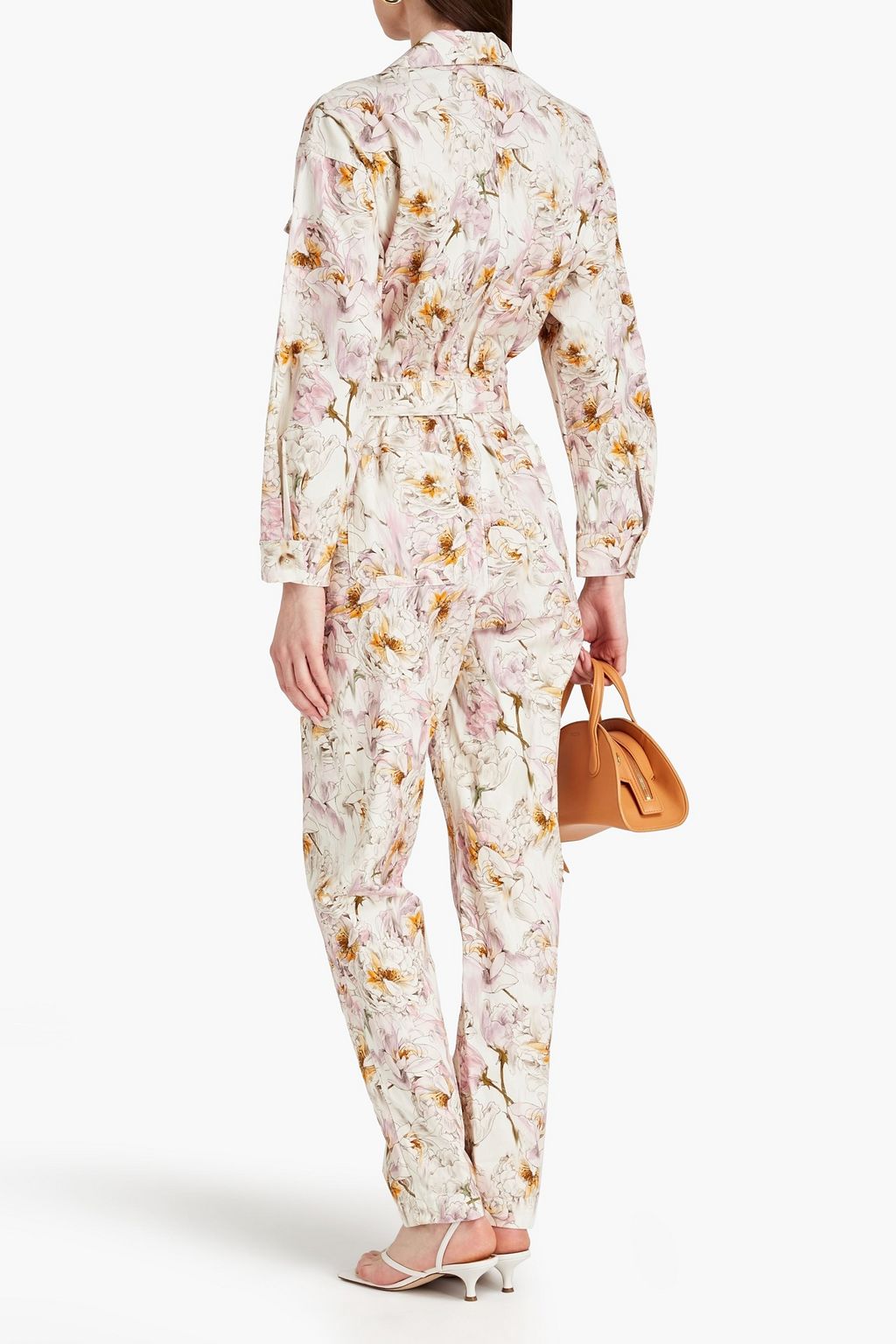 REBECCA VALLANCE Fleur du Mal belted floral-print cotton-twill jumpsuit