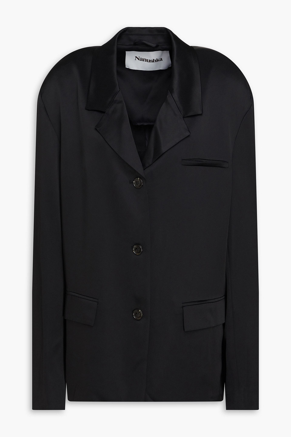 Nanushka Satin-crepe Blazer In Schwarz