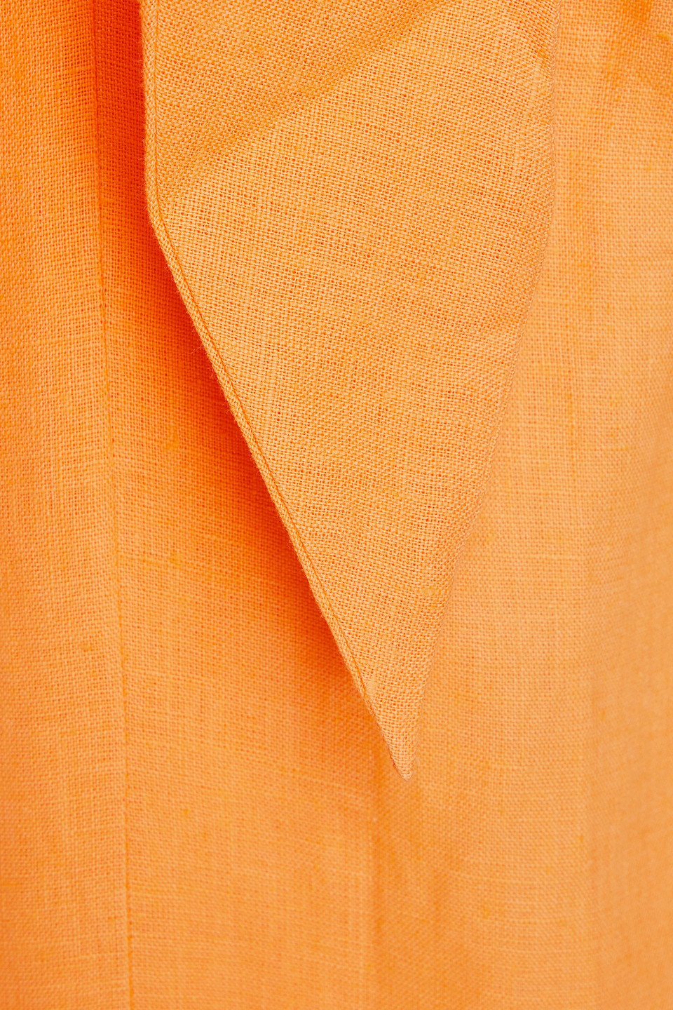 NANUSHKA CUTOUT RUCHED LINEN MIDI DRESS