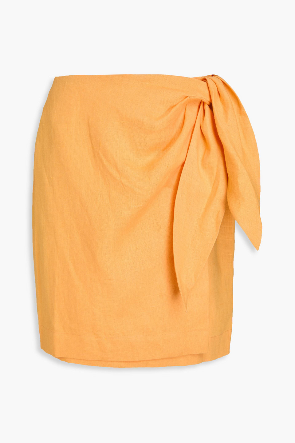 Nanushka - Wrap-effect linen mini skirt - Orange - XXS