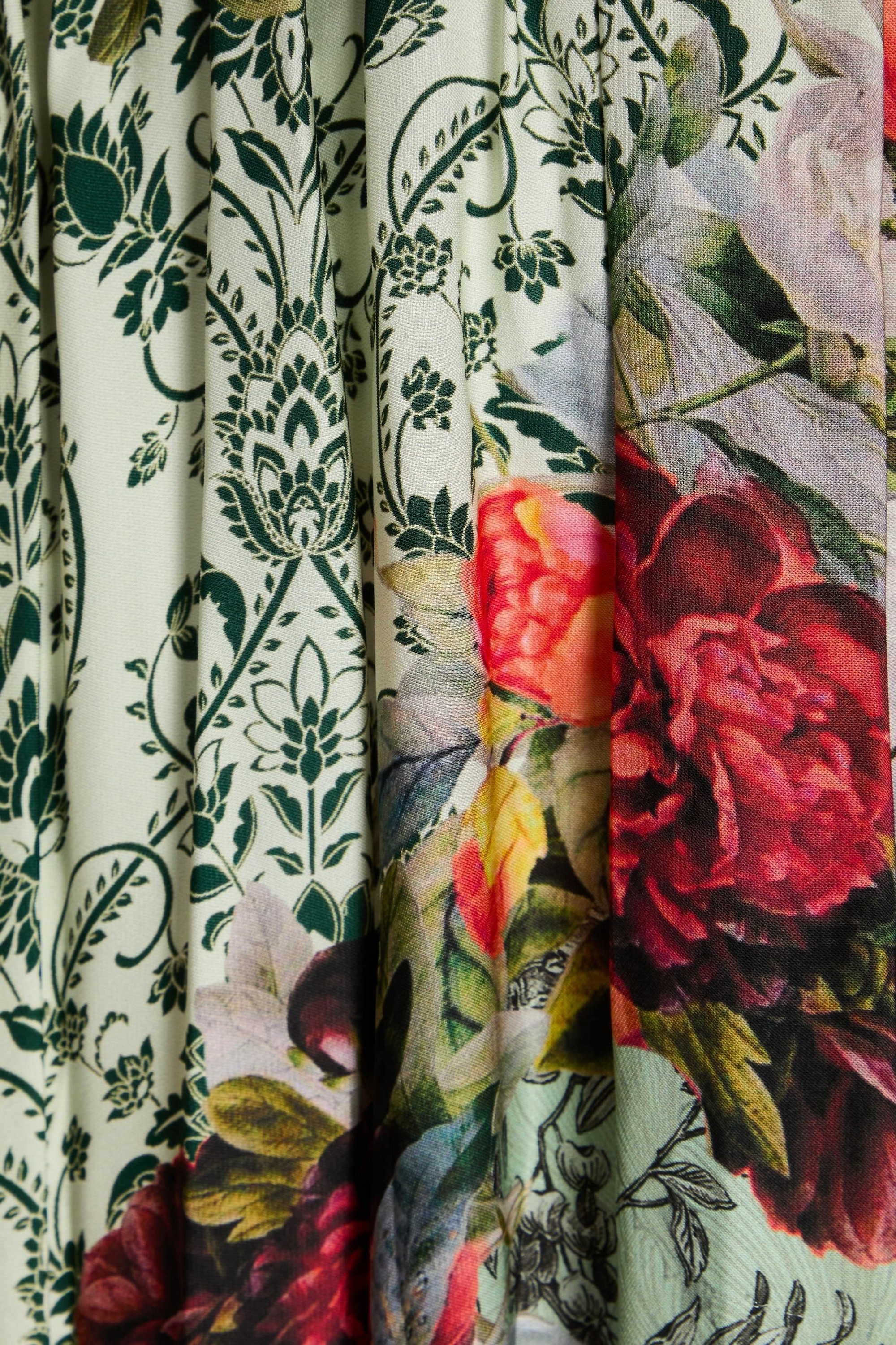 alice + olivia Malinda chiffon-paneled floral-print twill maxi dress