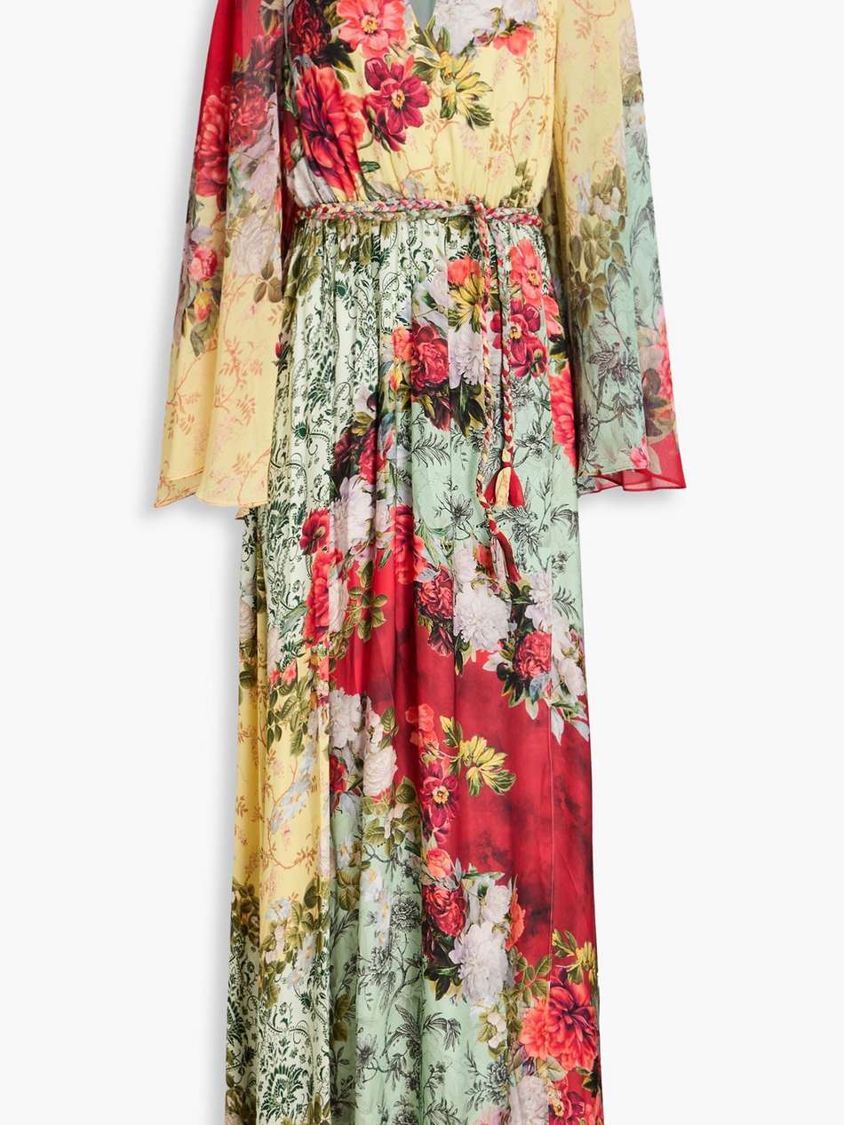 malinda chiffon-paneled floral-print twill maxi dress