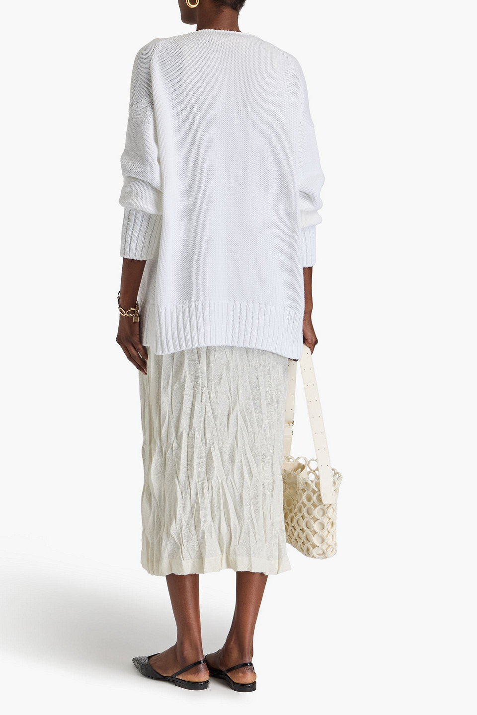 Another Tomorrow Oversized-cardigan Aus Baumwolle In Weiss