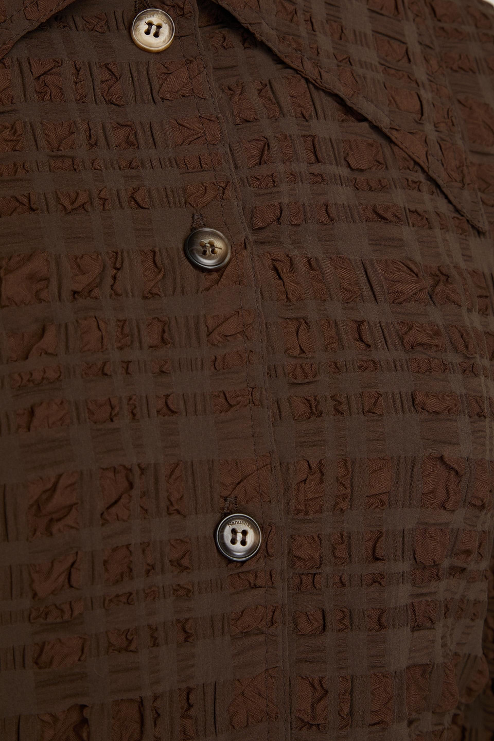 Nanushka Seersucker Shirt In Chocolate
