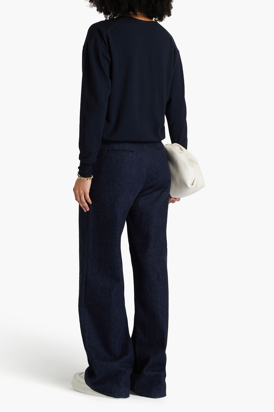 Another Tomorrow Wool-blend Sweater In Midnight Blue