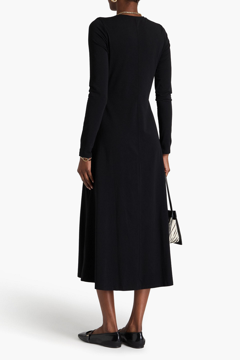 Shop Another Tomorrow Stretch-lyocell And Cotton-blend Jersey Midi Dress In Black