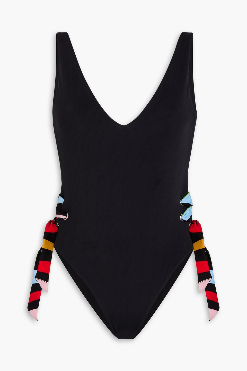 Pucci Lace-up Swimsuit In Black