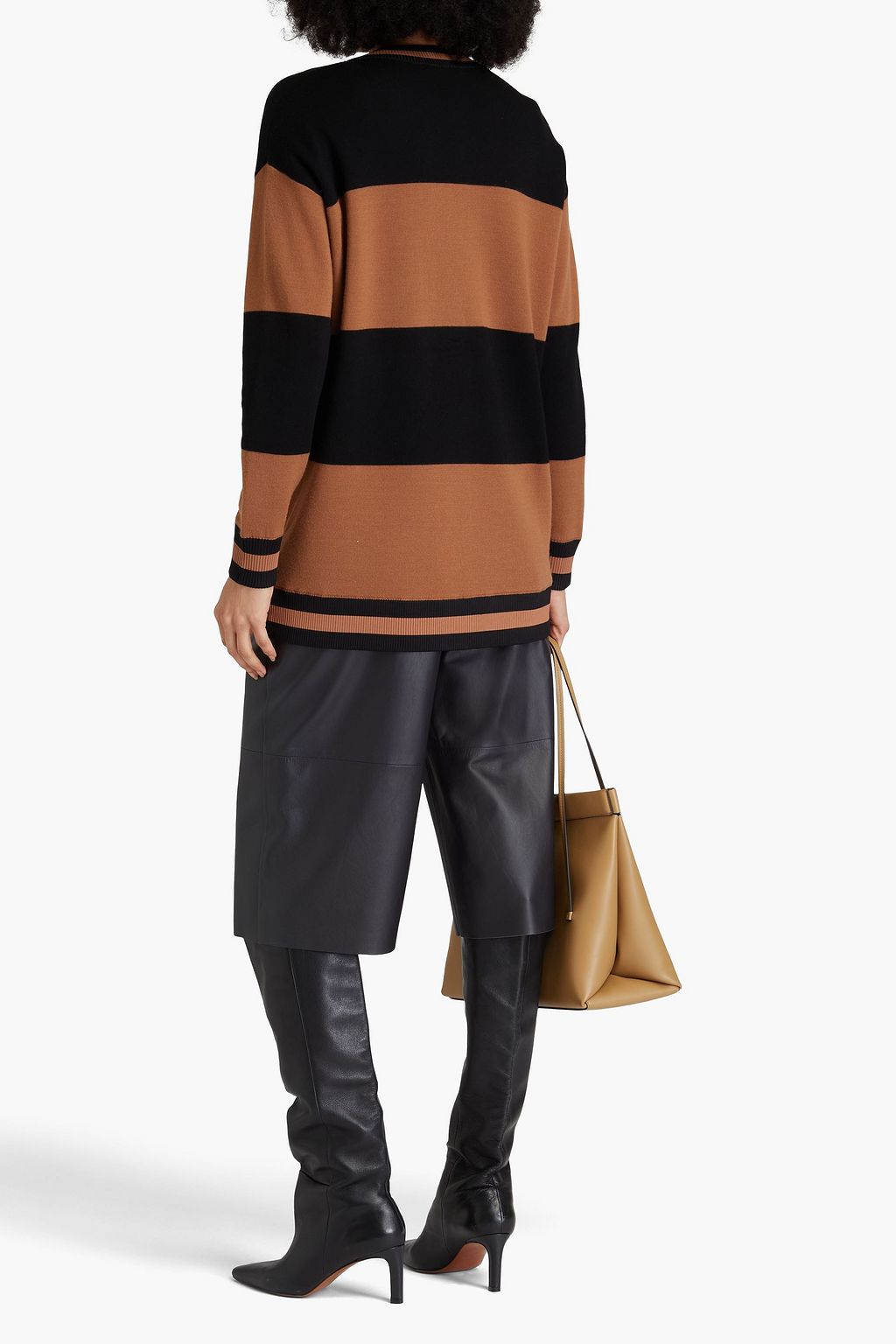 ALICE + OLIVIA كارديغان "باري" مخططة من مزيج الصوف