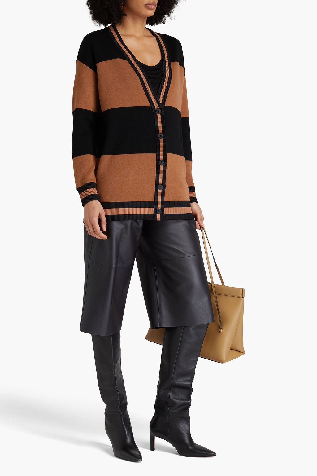 ALICE + OLIVIA كارديغان "باري" مخططة من مزيج الصوف