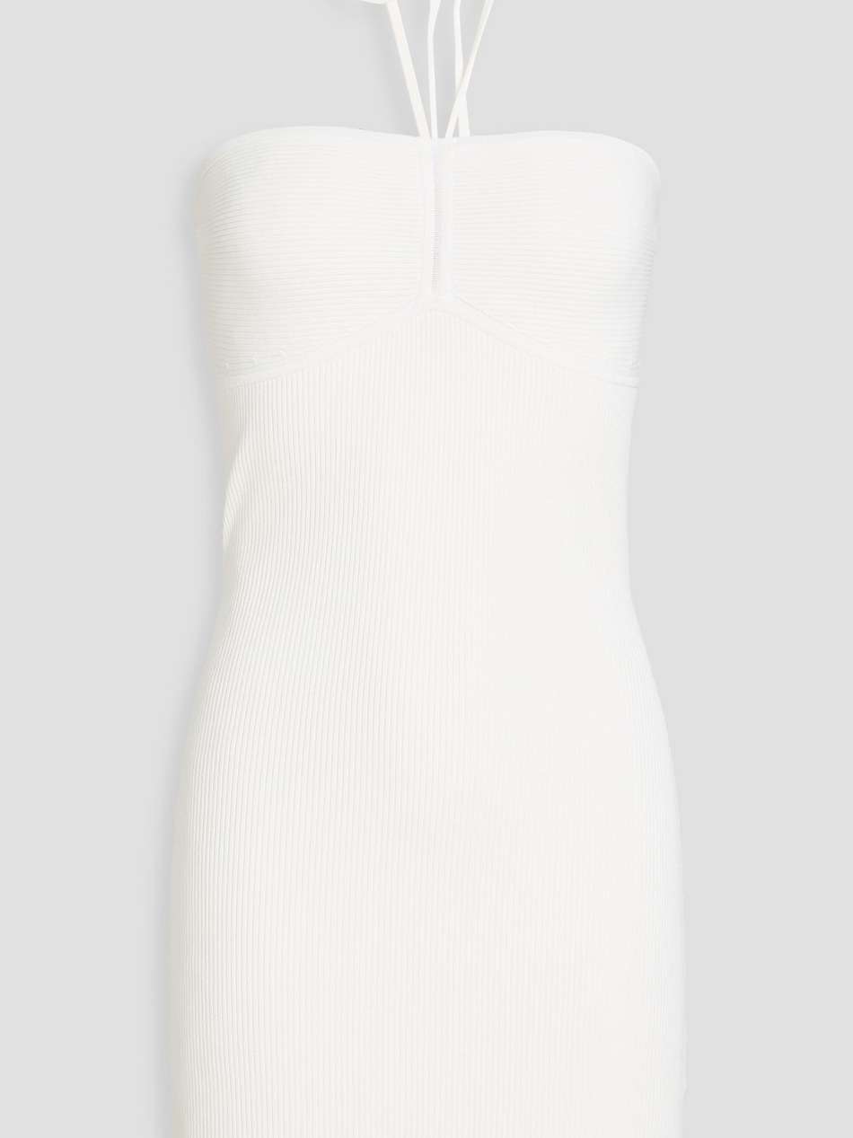 linnie ribbed-knit mini halterneck dress