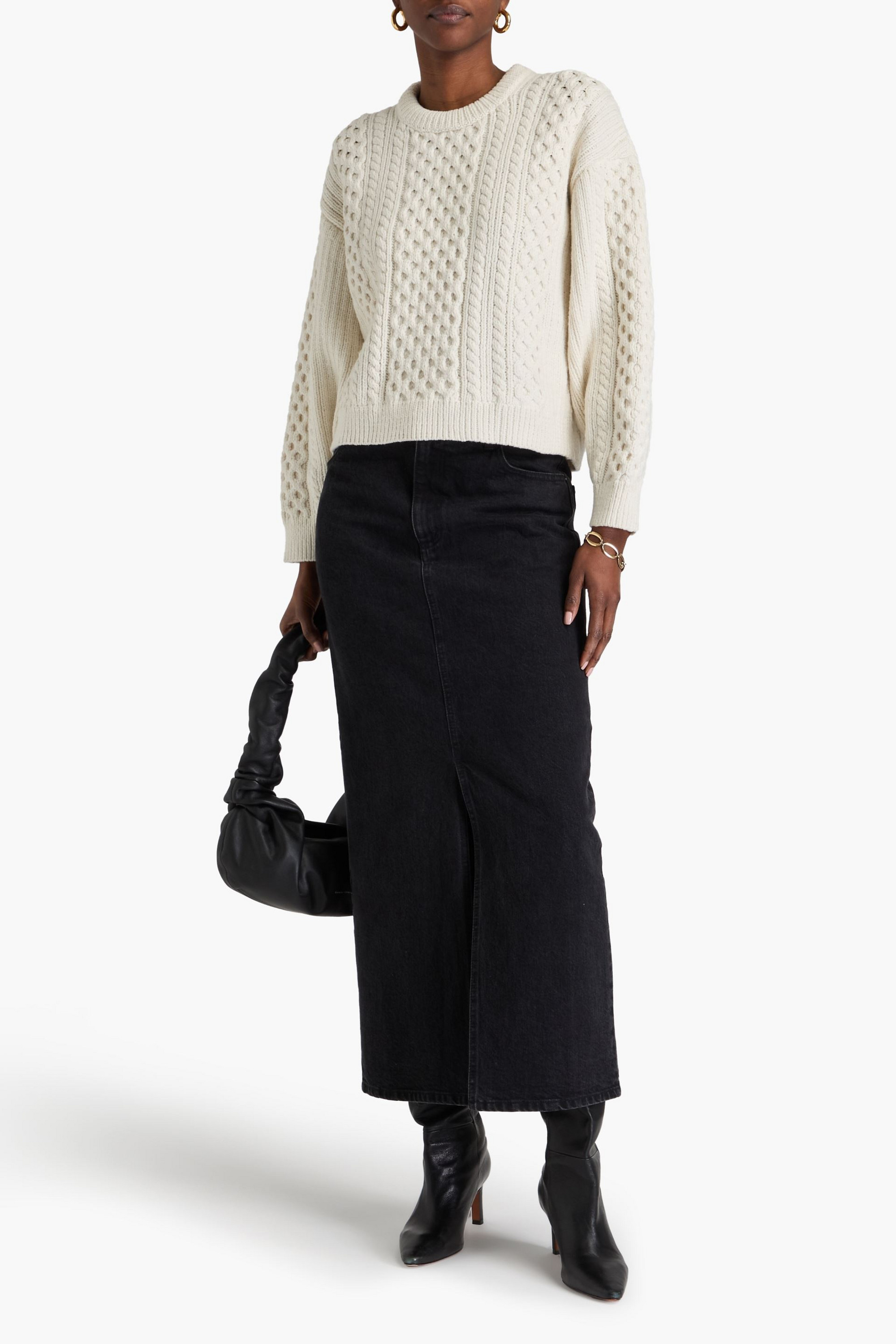 Another Tomorrow Cable-knit wool sweater