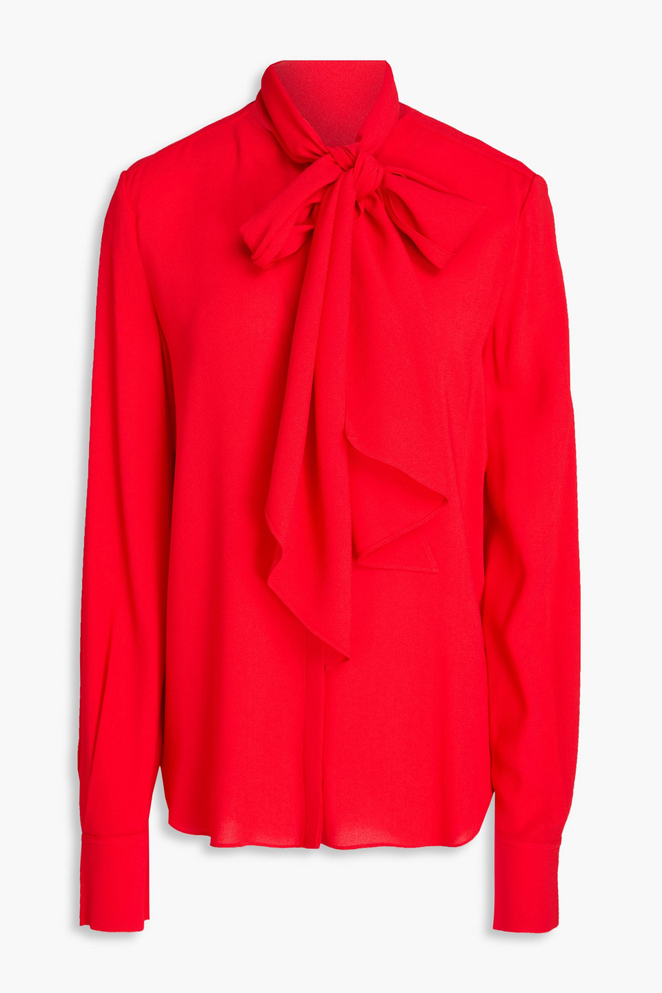 Another Tomorrow Pussy-bow Crepe Blouse In Red