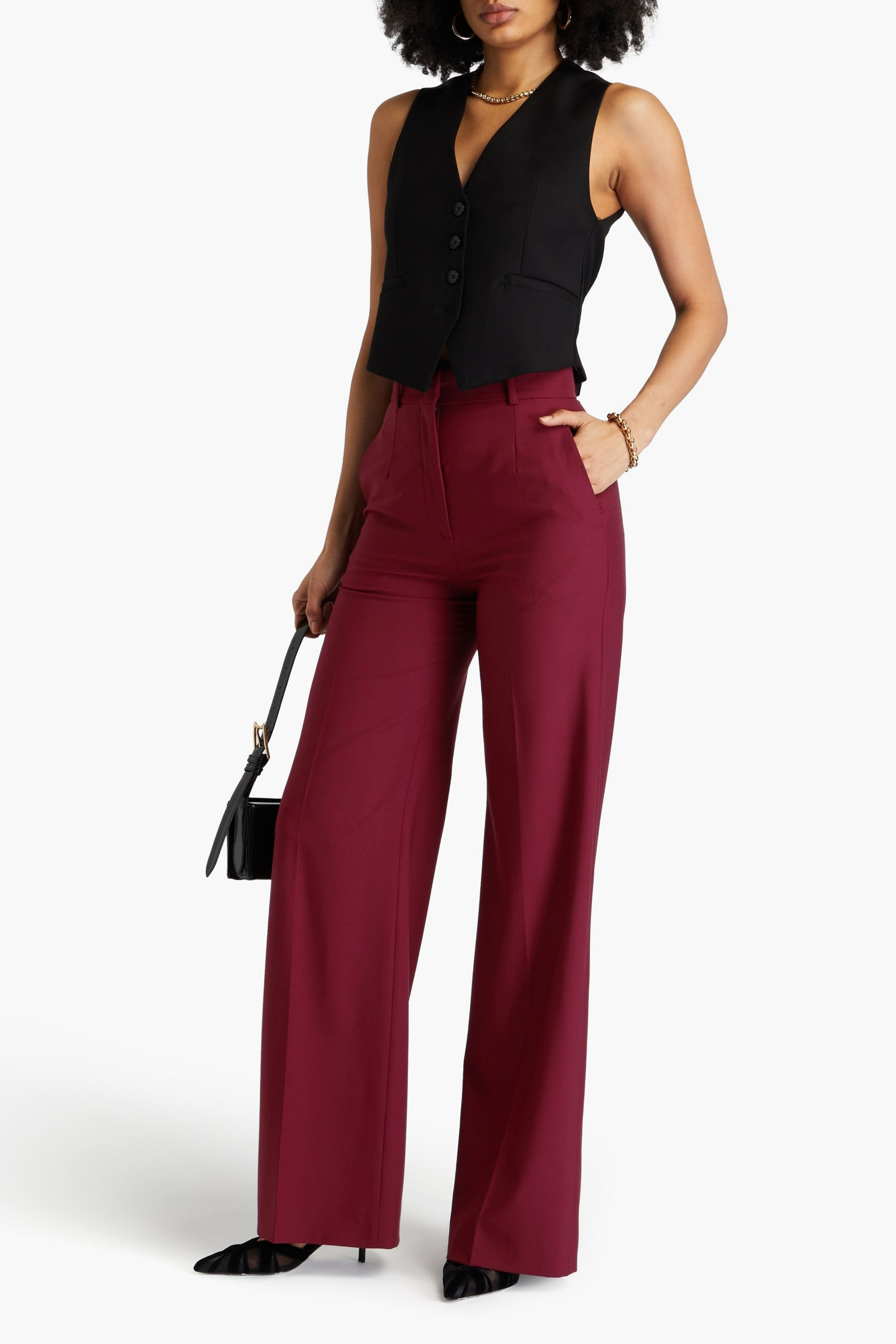 Another Tomorrow Wool wide-leg pants
