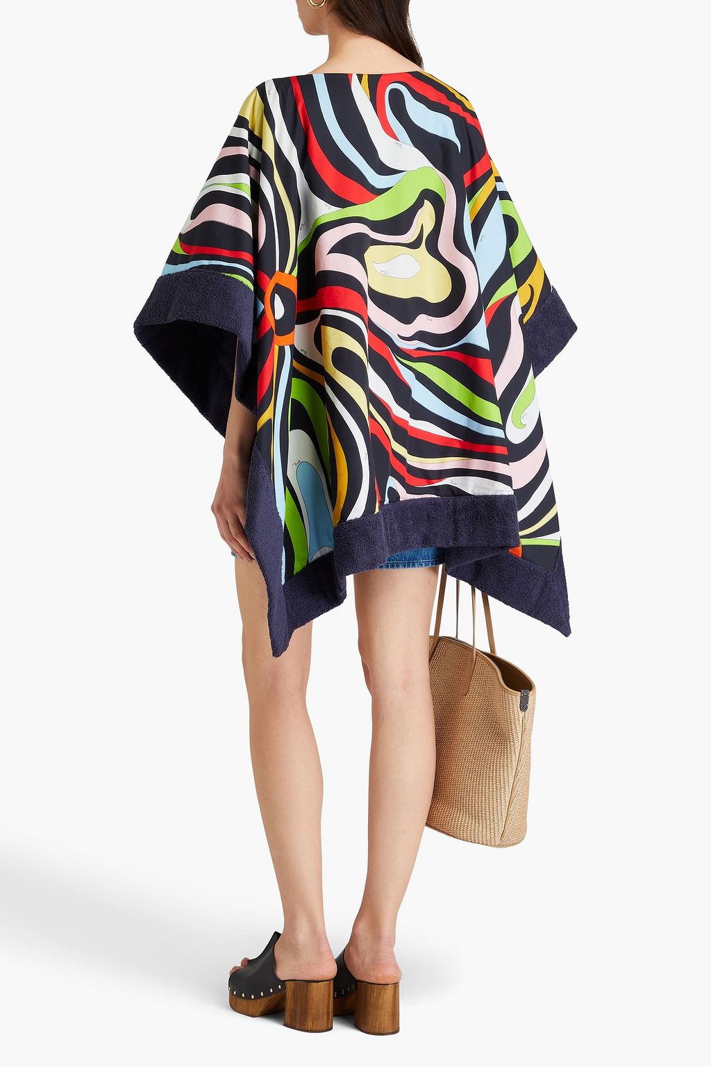 PUCCI وشاح بونشو مصنوع من قطن تيري ومزين بطبعات