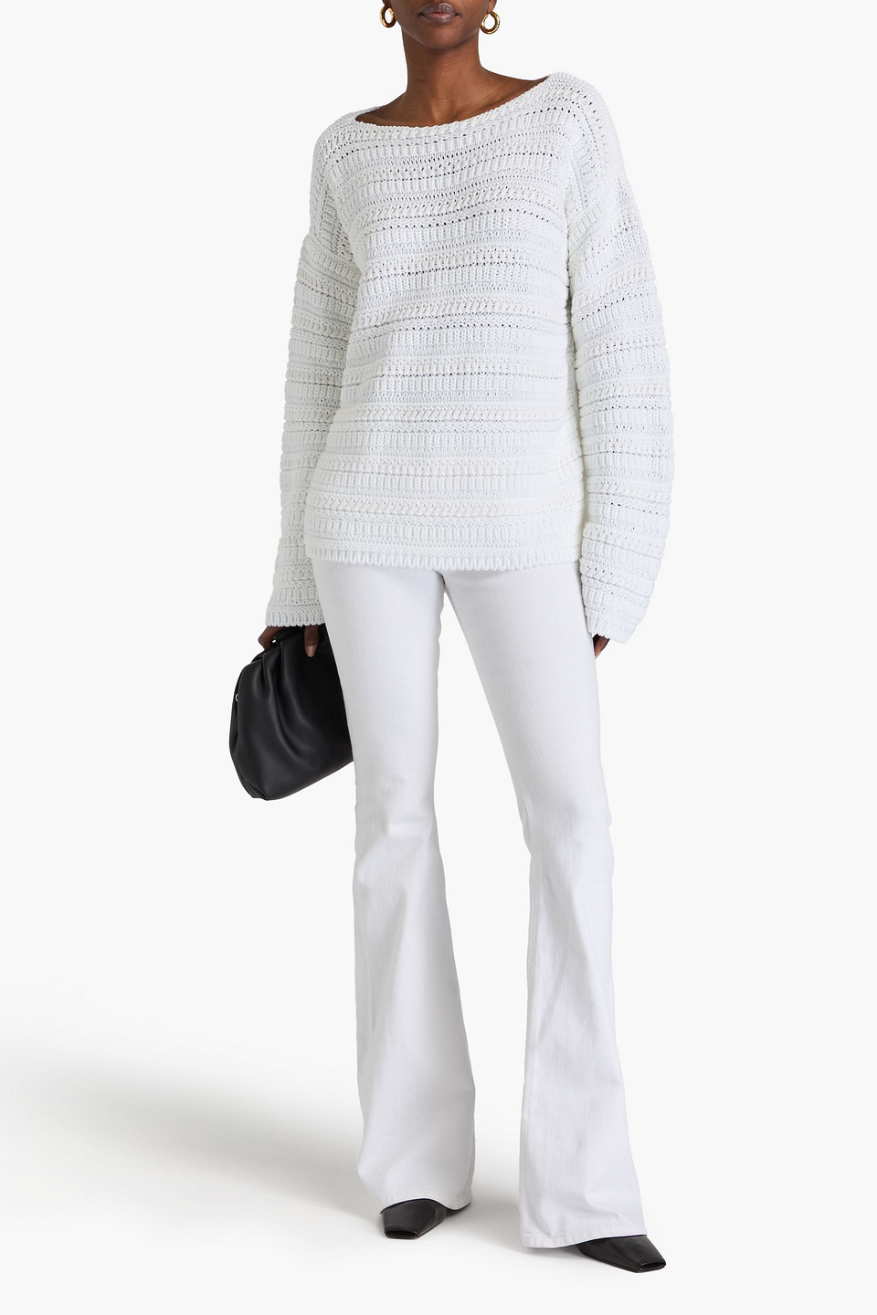 Shop Another Tomorrow Cotton Sweater In White