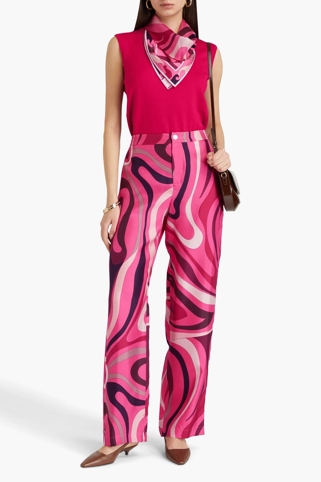 PUCCI Printed silk-twill and wool top