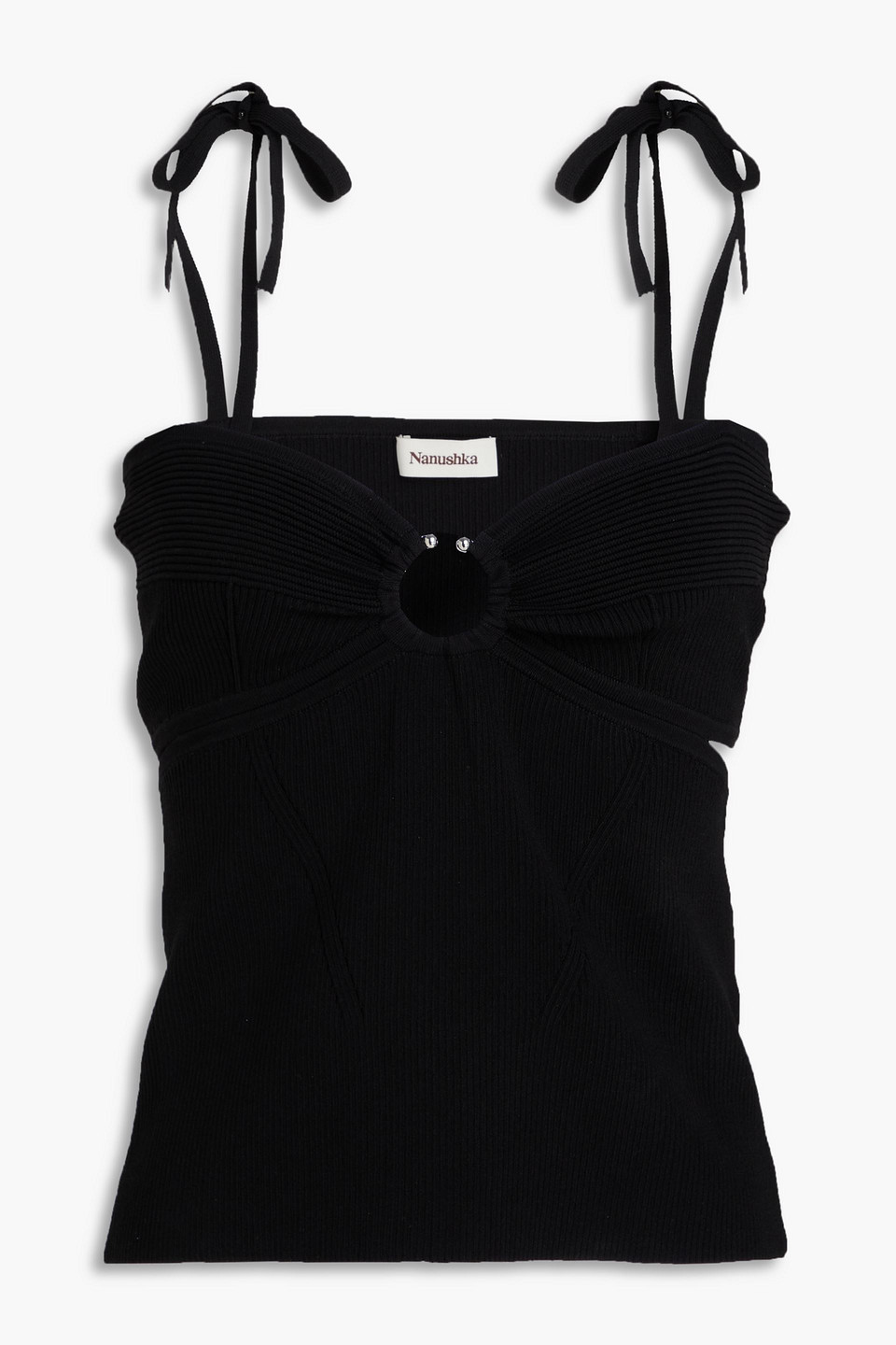 Nanushka - Bead-embellished ribbed-knit camisole - Black - M